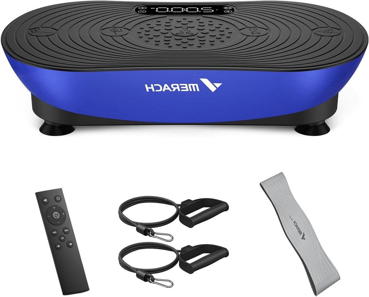 Trilplaat - Vibratieplatform Fitnessplaat - Thuis Fitness - 99 Intensiteitsniveaus - 56x34x13 cm - Blauw