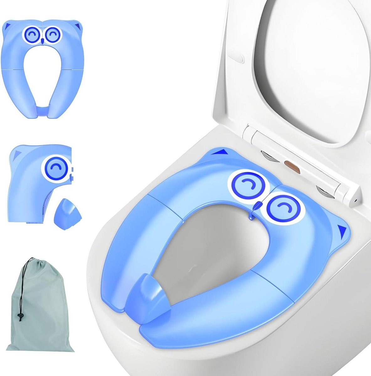 Kindertoilet trainer - Potjesstoel opvouwbaar - Zindelijkheidstraining thuis - Antislip en spatvrij - 20.5 x 15.5 cm - Blauw