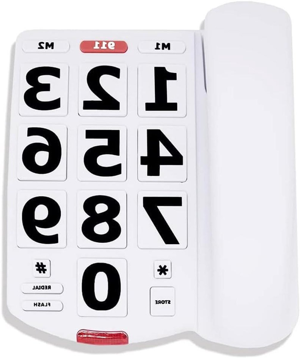 Vaste Telefoon - Seniorentelefoon Bureautelefoon - Gemakkelijk Bellen - Extra Grote Knoppen - 21 x 21 x 7 cm - Wit
