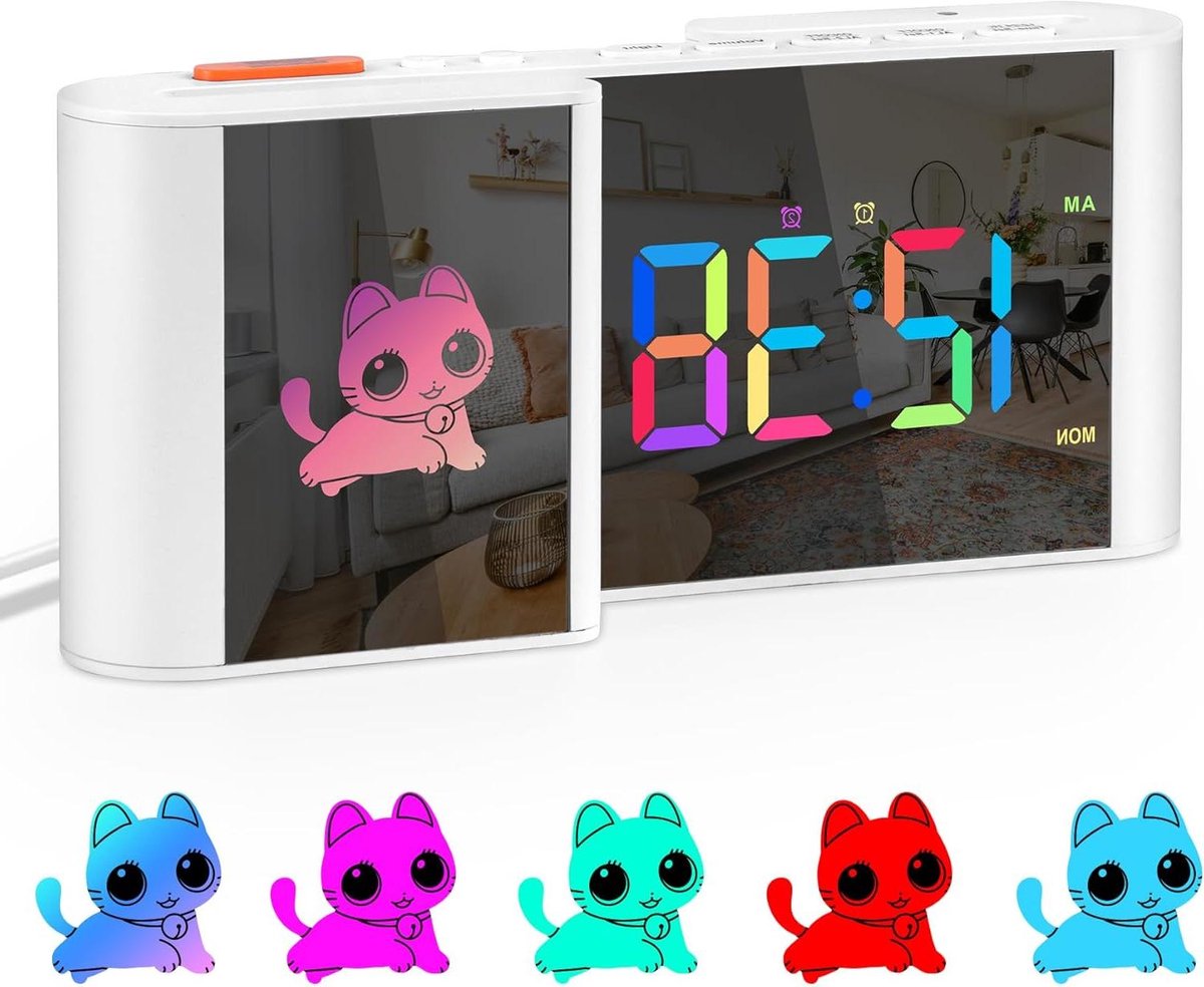 Digitale Wekker - Tafelklok Nachtlampje - Slaapkamer Decoratie - Groot HD LED Display - 17.78 cm breed - Wit