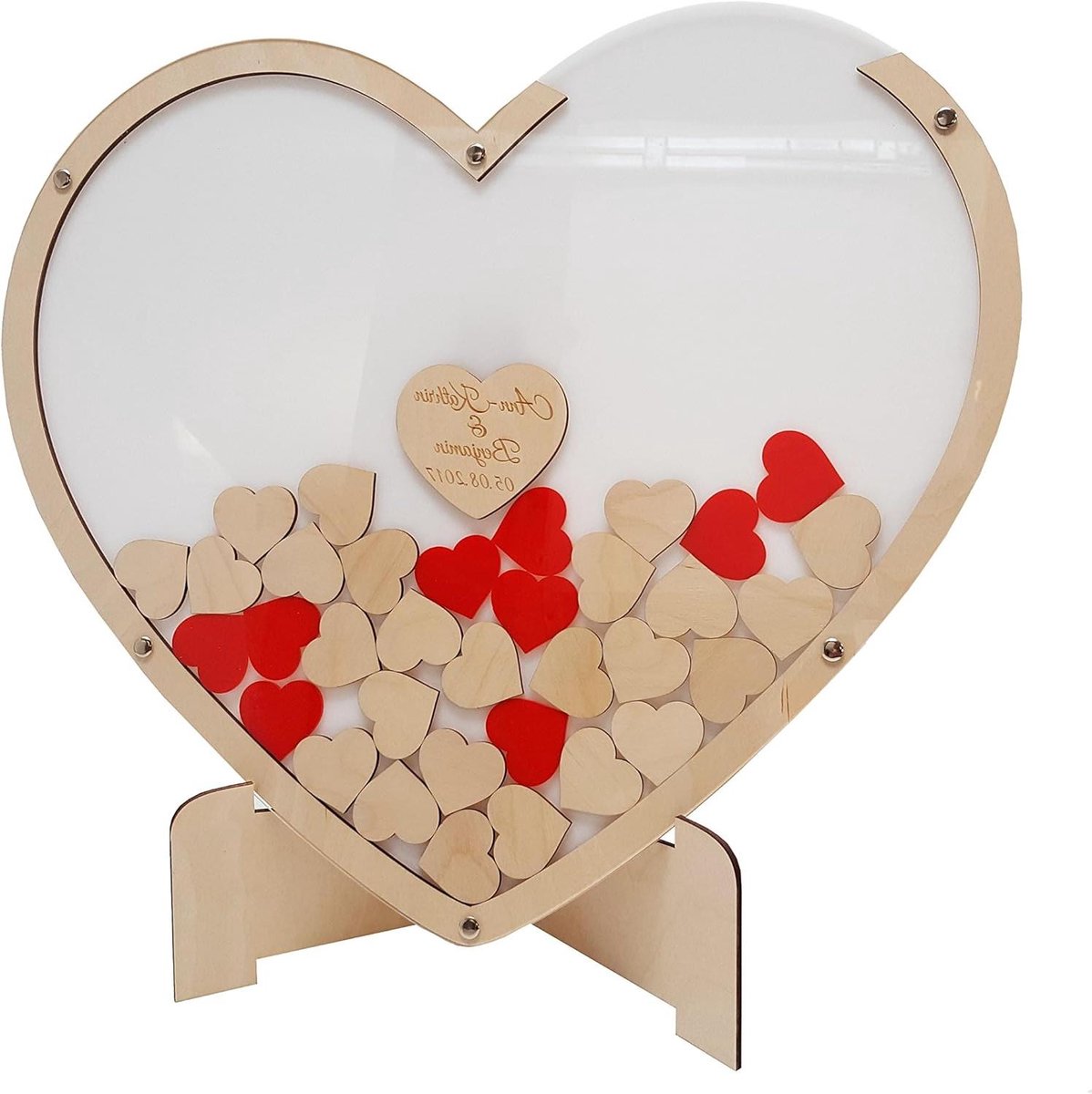 Gastenboek Bruiloft - Herinneringen Boek - Bruiloft Viering - Gepersonaliseerd Graveren - 50 cm Breed - Wit Hart