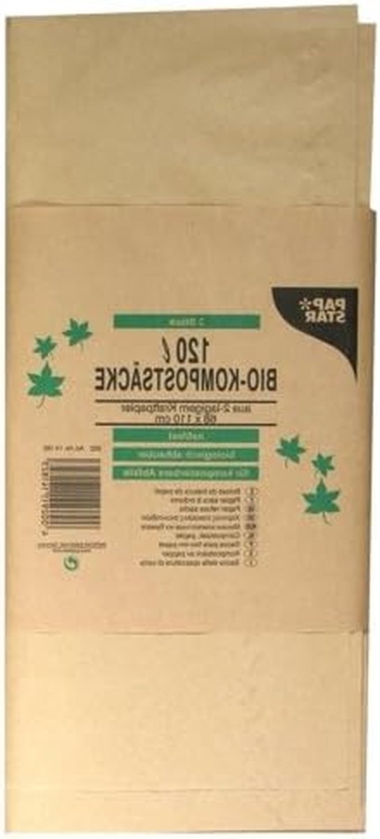 Compostzakken Papier - Afvalzakken Tuin - Composteren Tuinafval - Waterbestendig Biologisch - 120 Liter 3 Stuks - Bruin