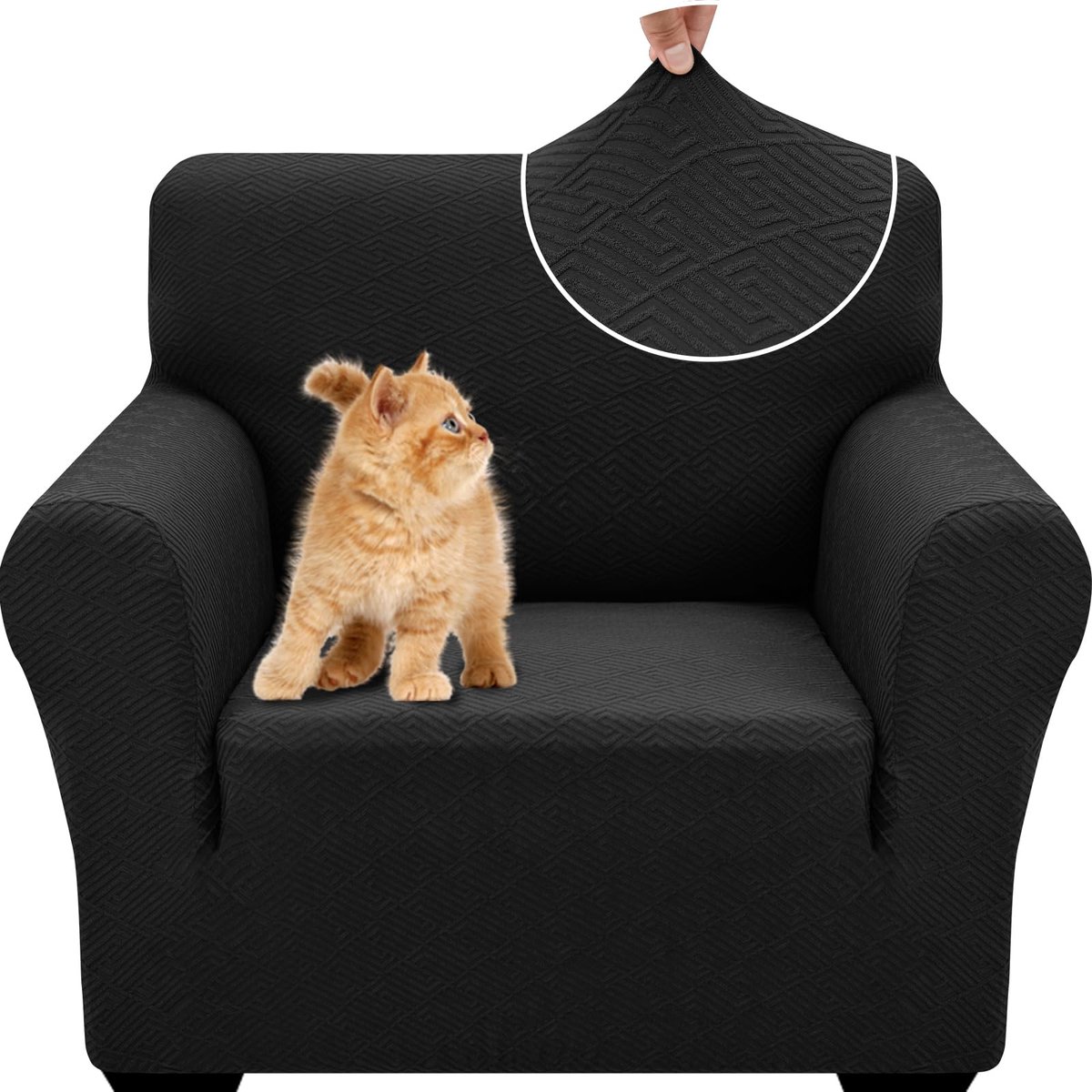 Stretch Bankhoes 1 Zit, Elastische Bankhoezen Voor Woonkamer, 1 Stuks Universele Rekbare Armsteun Sofahoes Met Anti-slip Schuim, Krasbestendig Meubelhoes Voor Bank, Zwart