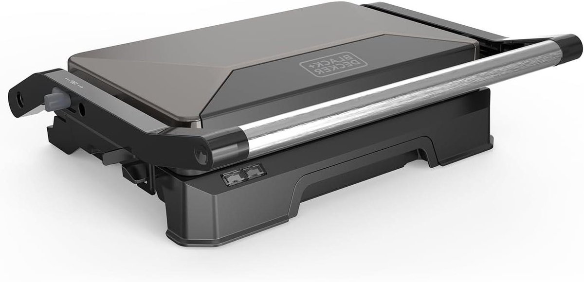 Elektrische Grill - Contactgrill Bakplaat - Snel Grillen - Zwevend Deksel - 23 x 145 cm - Zwart