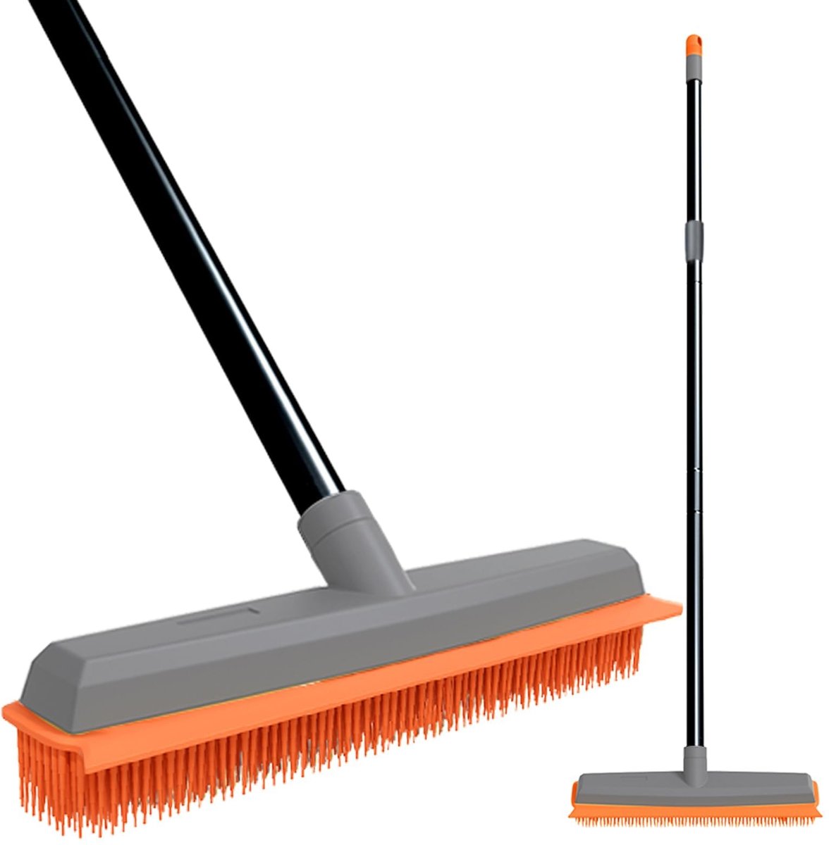 Rubber Broom Tapijt Rake Huisdier Haarverwijderaar Broom met Squeegee Extension Push Broom voor Tapijt Hardhout Vloer Tegel Windows Reiniging