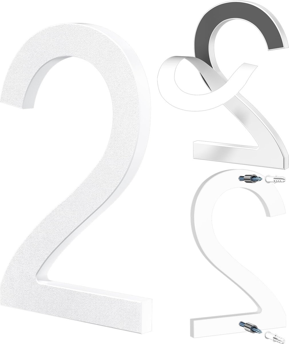 15 cm wit, Zelfklevend of schroefmontage, modern ontwerp met zwevend 3D-effect, weerbestendige ABS voor buitenmuur of hek (2)