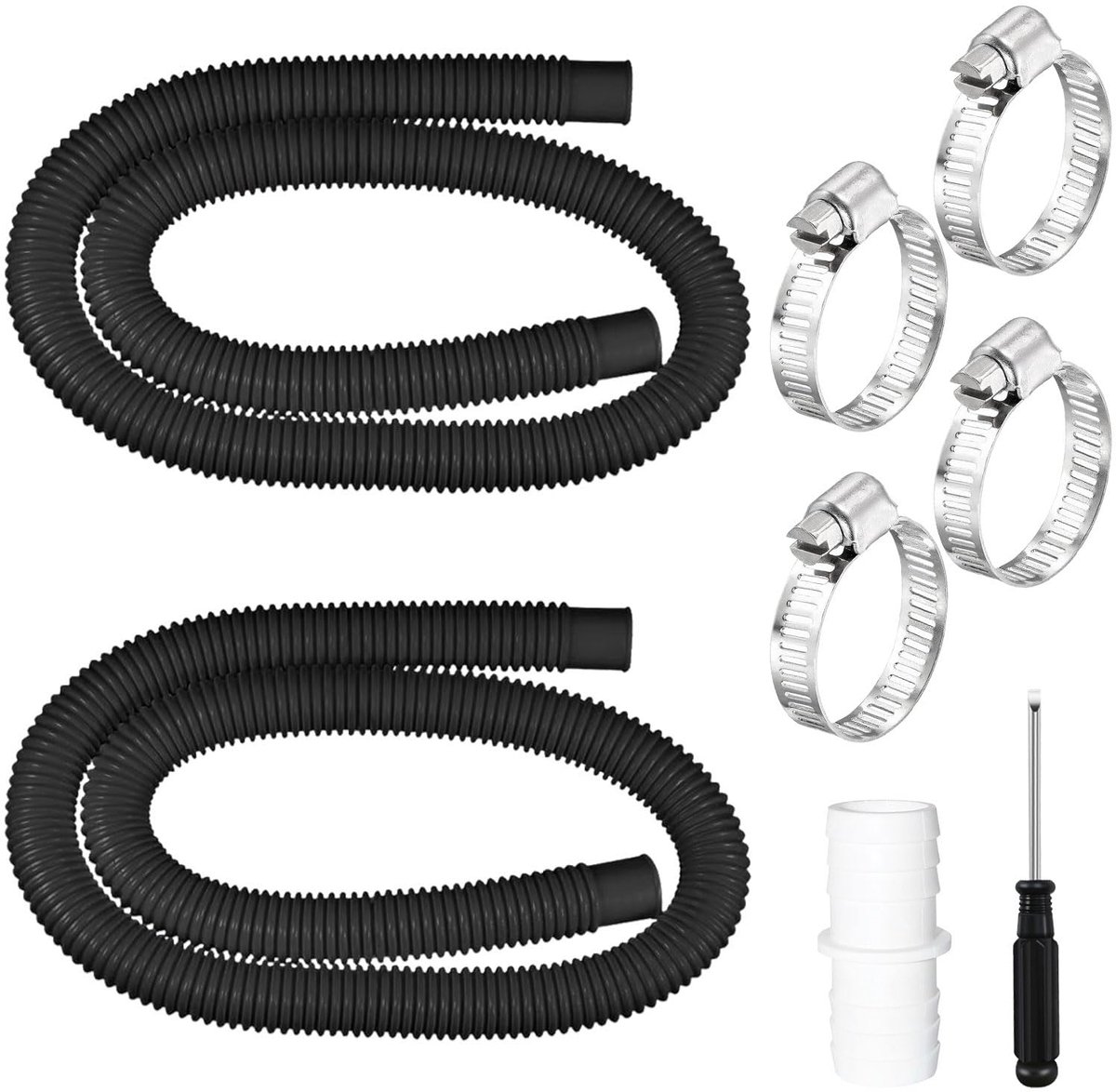 Slang 32 mm, 150 cm met 4 beveiligingsclips en 1 slangverbinder, slang voor zwembadpomp, zwembadpompslang, zwembadfilterslang voor filterpomp zwembad
