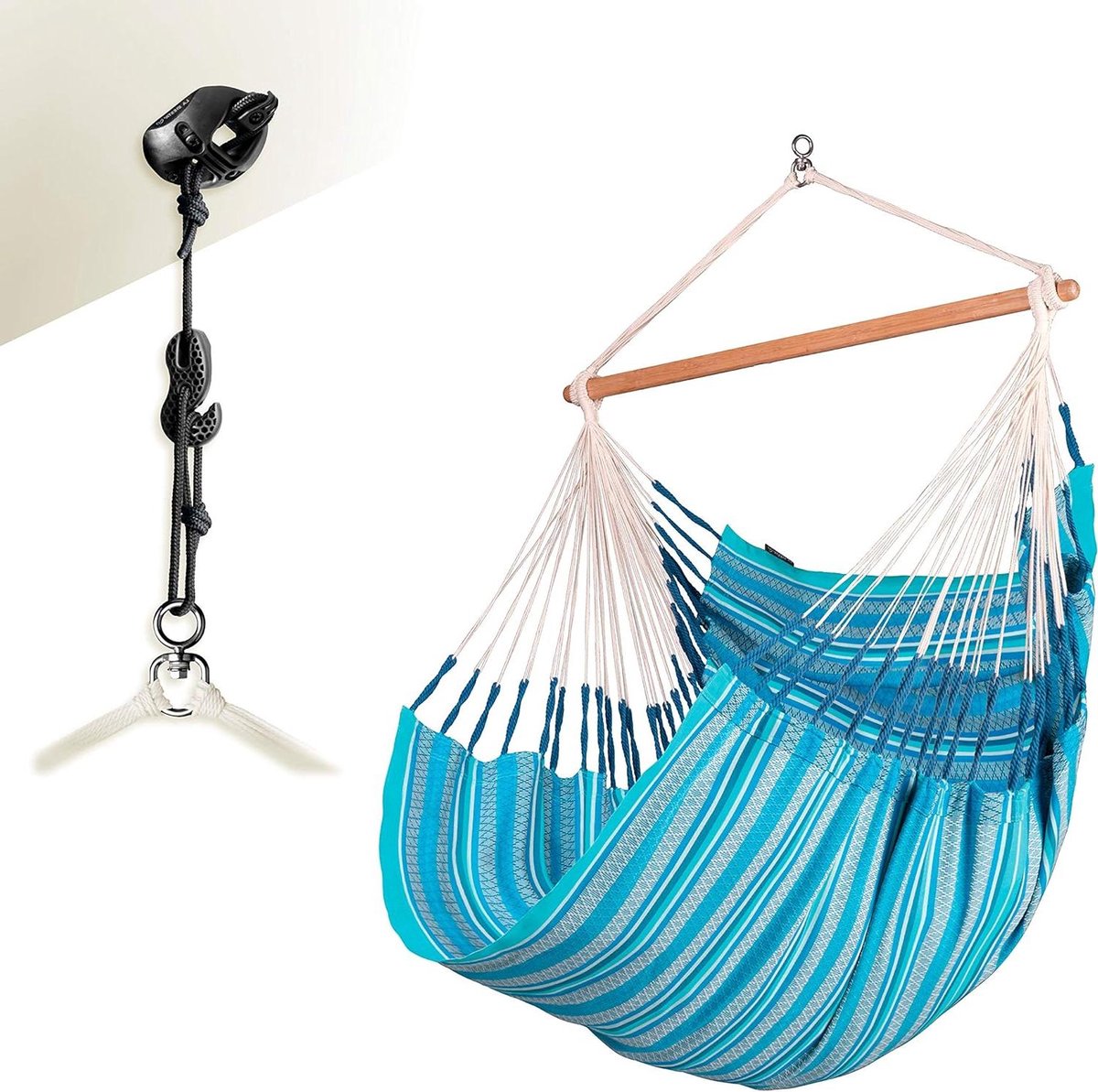 Hangstoel - Comfort stoel - Ontspannen Zitten - Biologisch Katoen - 180 cm - Blauw