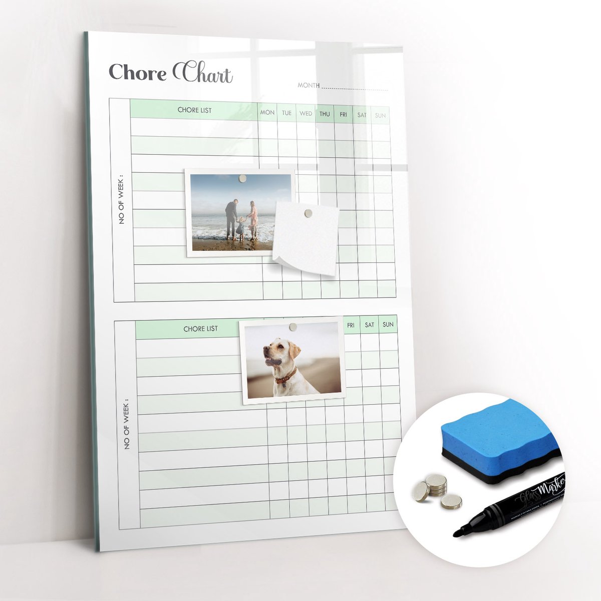 Tulup Whitebord - Jaarlijkse schoonmaakplanner - 40 x 60 cm - Groente Magneetbord Foto - Gratis 5 Sterke Magneten + Whiteboard Marker & Wisser - Industrieel Wandbord - Magneetbord Rechthoekig - Planning Muur