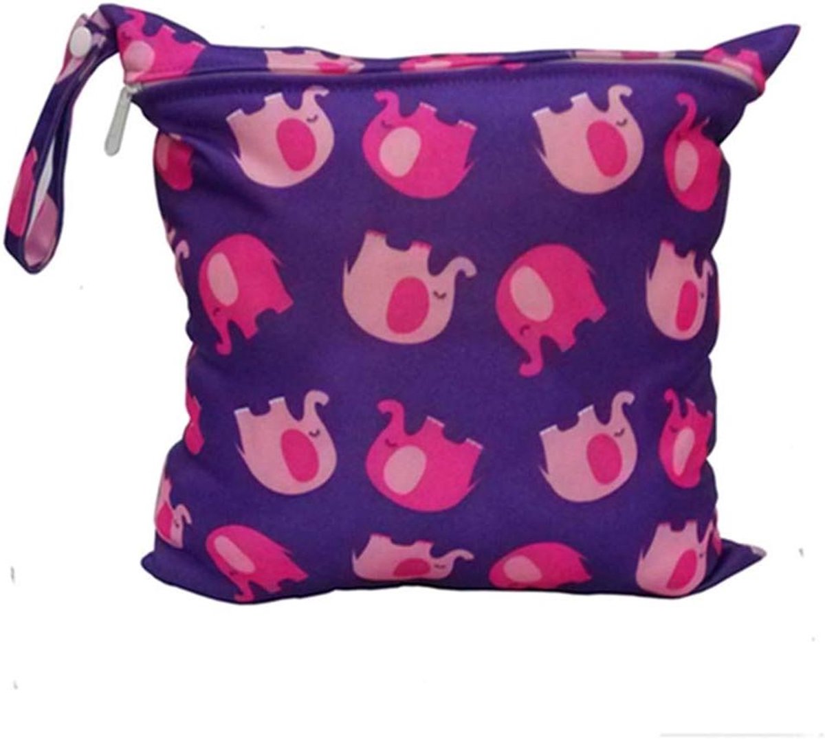 Baby luiertas - Wasbare tas - Baby spullen meenemen - Ademend waterdicht membraan - 28 x 30 cm - Lila olifant
