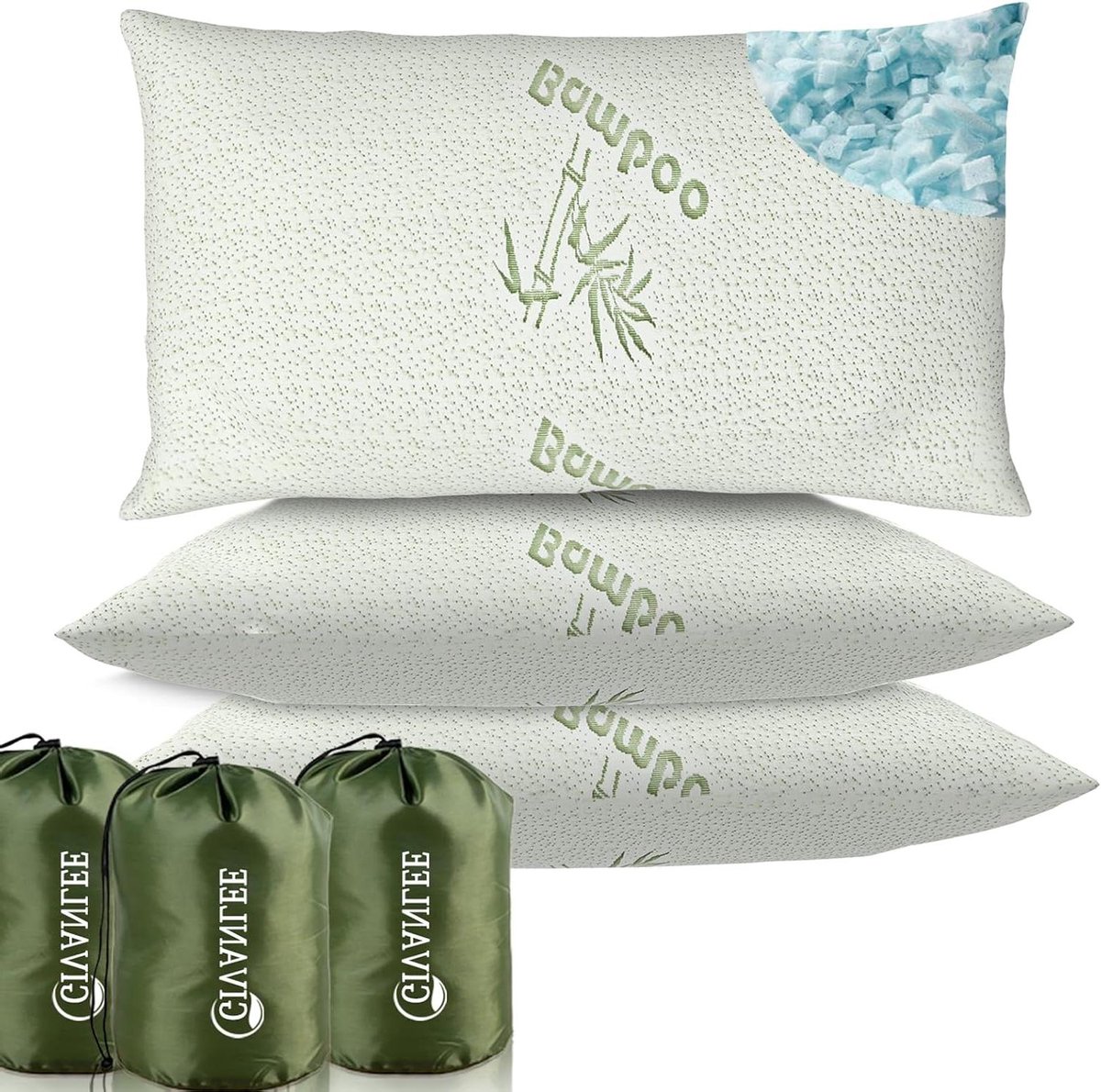 Kampeerkussen 3-pack - Reiskussen Slaapkussen - Comfortabel Slapen - Verstelbare Vulling - Compact Opvouwbaar - Wit