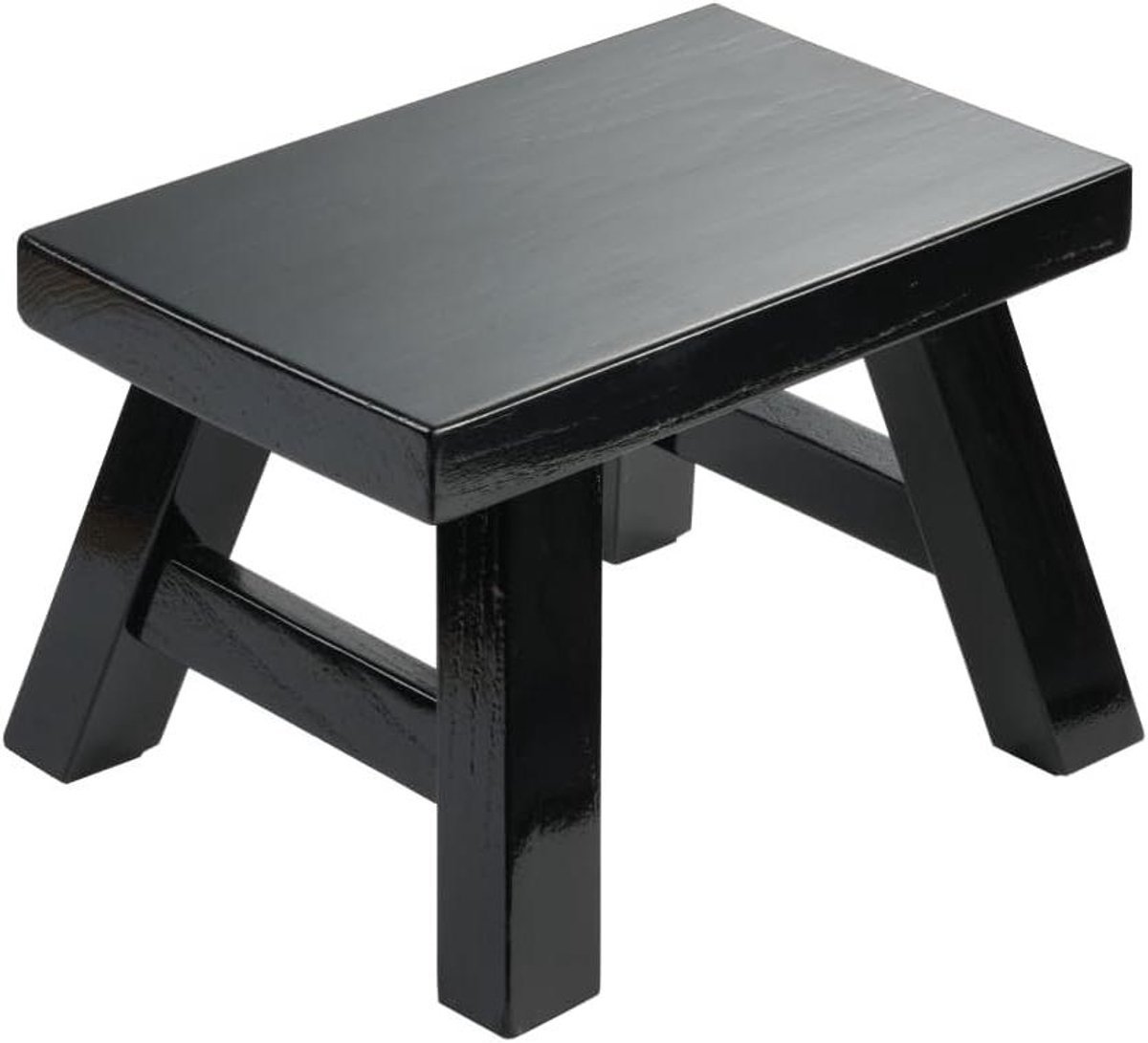 Houten Opstapkruk - Voetenbank Krukje - Hulp bij Reiken - Massief Hout - 8 Inch - Zwart