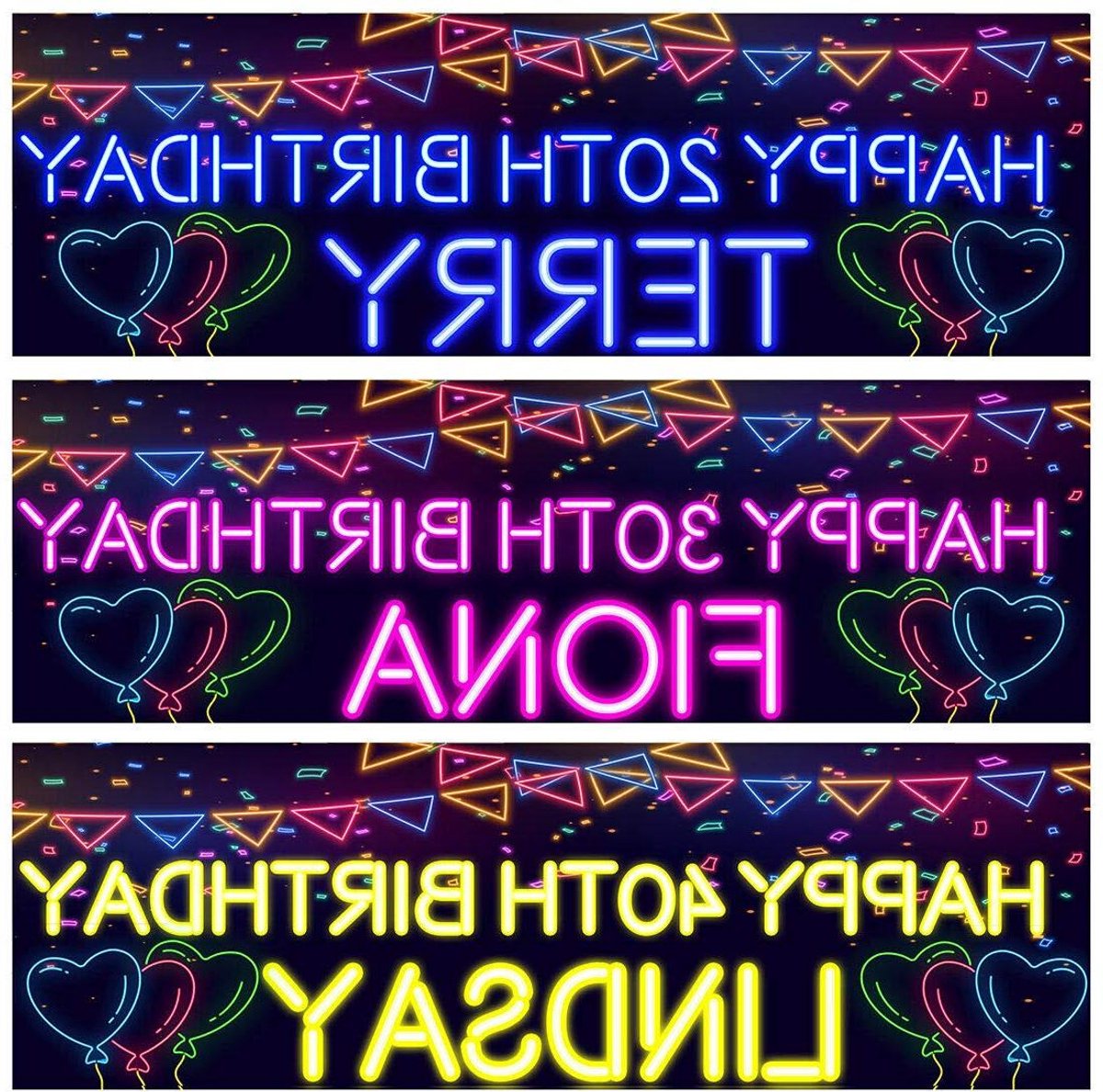 Gepersonaliseerde Verjaardag Banner - Feest Banner Decoratie Banner - Feest Versieren - Dubbele Set Binnen/Buiten - 180x60 cm - Neon