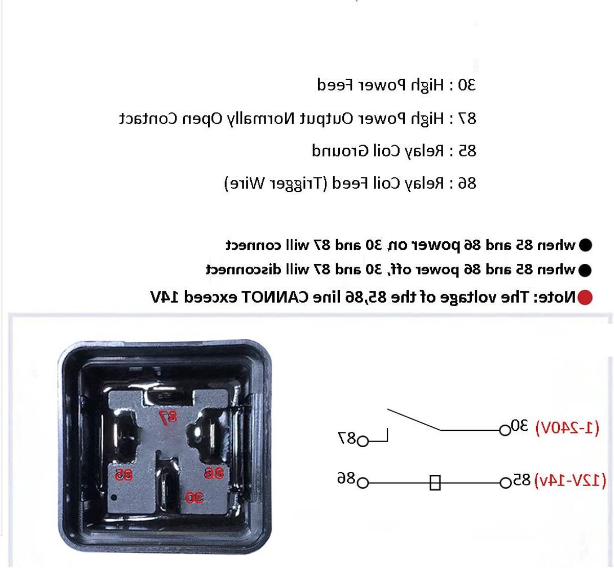 Waterdicht Autorelais - Motorrelais 4-Pin - Voertuig Circuits Aanpassen - Vlamvertragend Materiaal - 60A 12V - Zwart