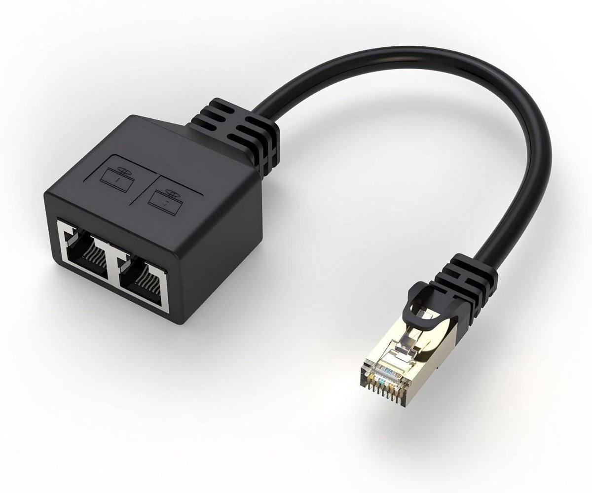 Ethernet Splitter Adapter - RJ45 Splitter - Netwerk Uitbreiden - 1 naar 2 Poorten - Compact Formaat - Zwart