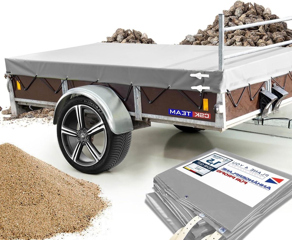 Aanhangwagen Zeil - Trailer Cover - Transport Beschermen - Stabiel PVC Materiaal - 257 x 133 x 15 cm - Zilver