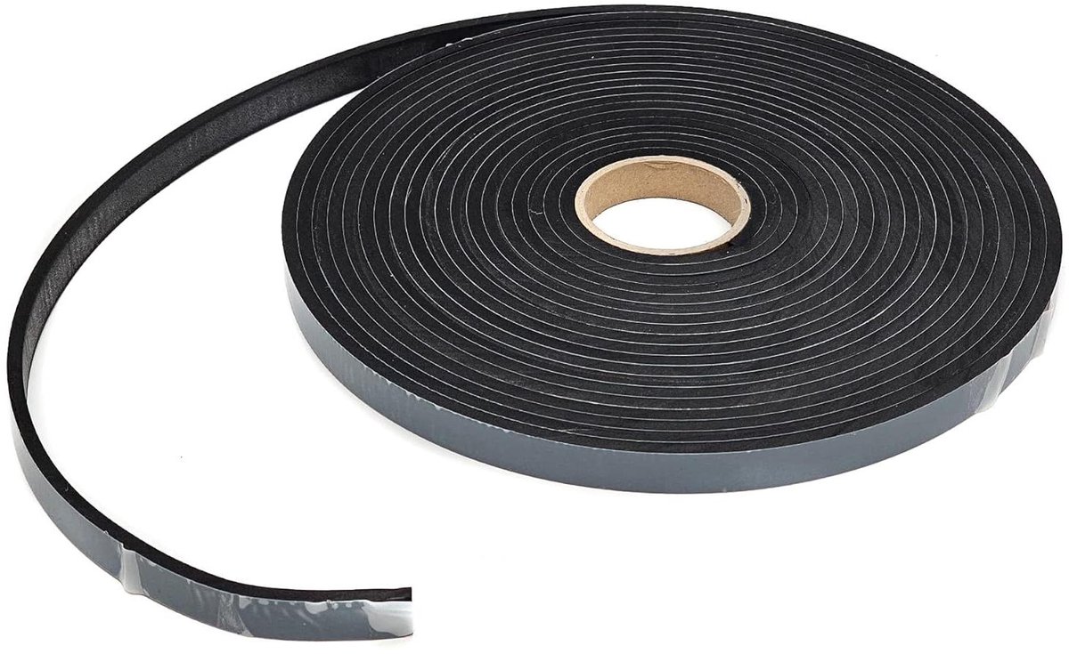 EPDM Schuim Tape - Afdichtingstape Zwart - Ramen en Deuren Dichten - Eenzijdig Zelfklevend - 10 meter - Zwart