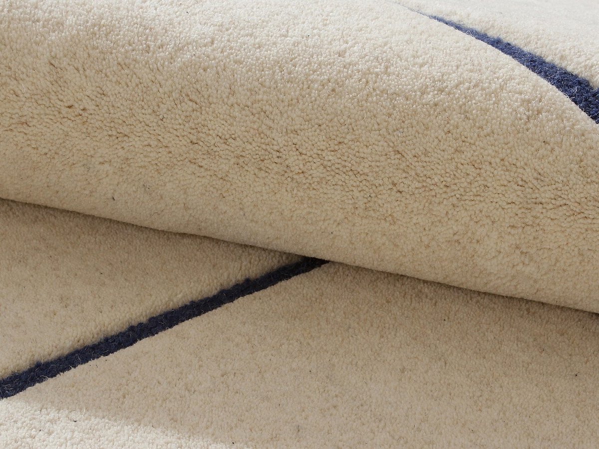 Vente-unique Asymmetrisch getuft vloerkleed 100% wol - 200 x 290 cm - Beige en donkerblauw - 2200g/m² - ORANY