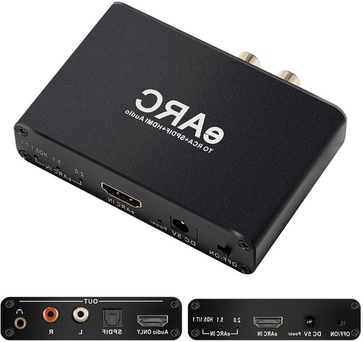 Audio Extractor - Geluidsadapter Converter - Thuisbioscoop Geluid - eARC naar RCA Optisch - 12 x 10 x 0.1 cm