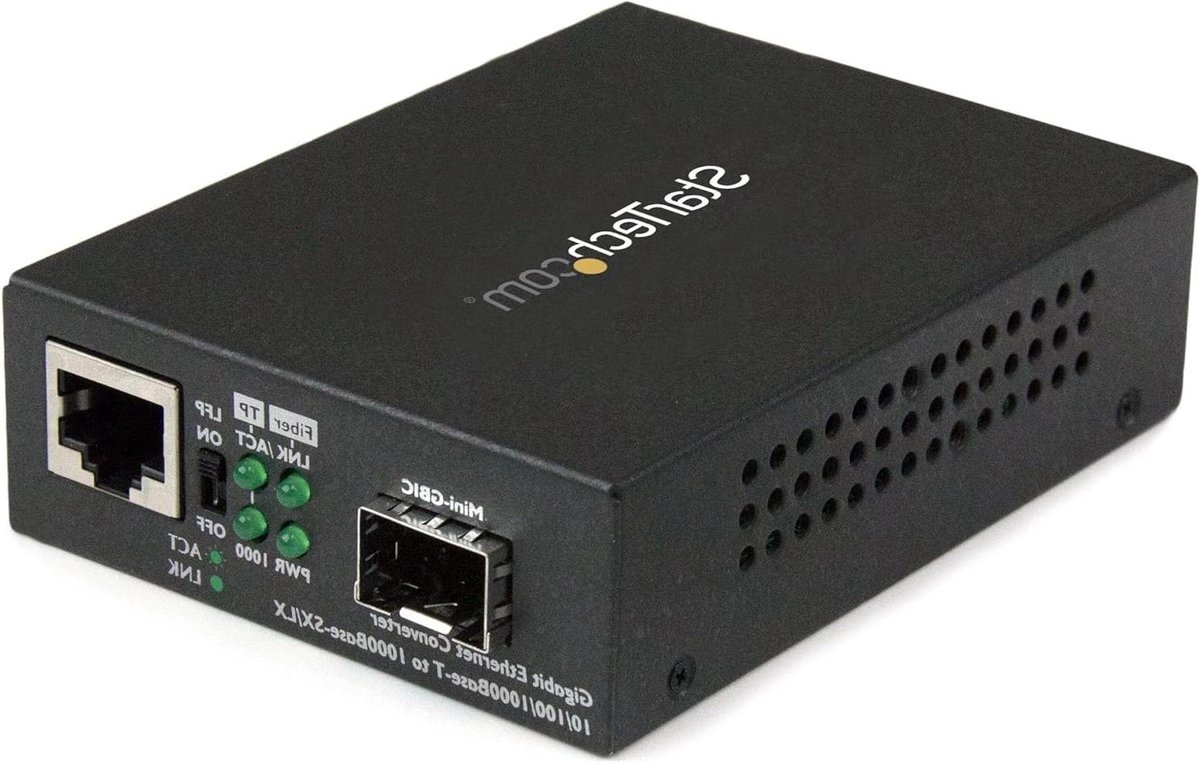 Glasvezel Media Converter - Ethernet naar Glasvezel - Netwerk Uitbreiden - Open SFP Slot - Gigabit Snelheid - Bruin