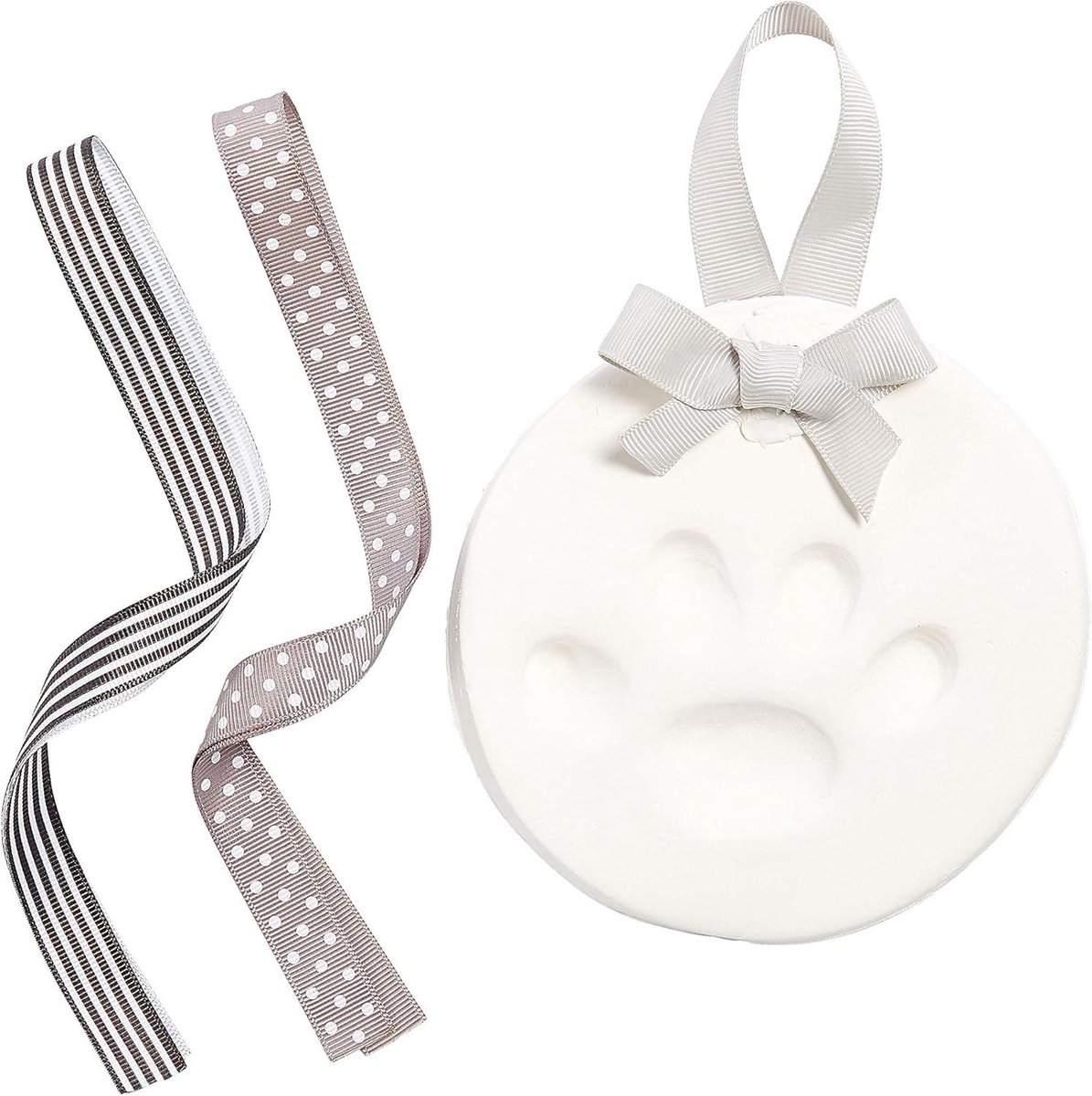 Pootafdruk Set - Huisdier Ornament - Herinnering Maken - Luchtdrogende Klei - 5 x 5 Inch - Grijs
