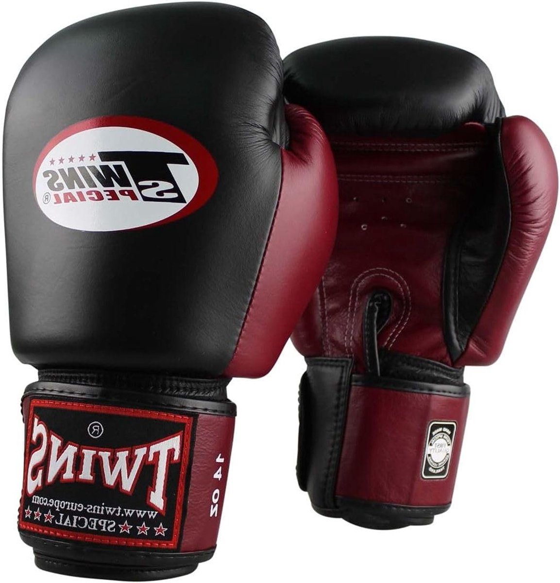 Bokshandschoenen - Vechtsport handschoenen - Intensieve training - Meerlaagse schuimvulling - 12 oz - Zwart/Wijnrood