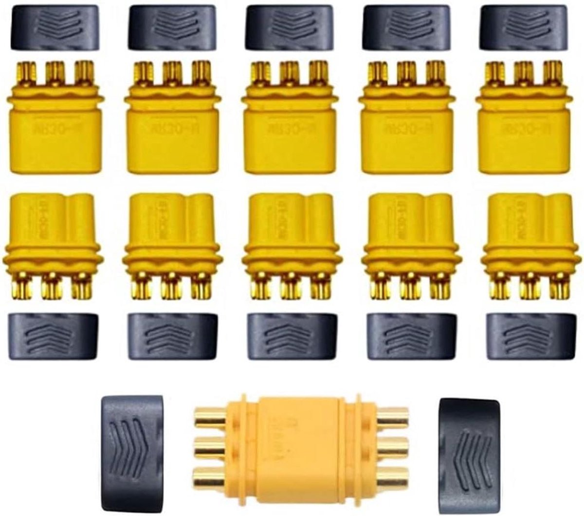 Vergulde Connectoren - RC Connectoren - RC Voertuigen - Hoge Stroom - 3-pins - Goud