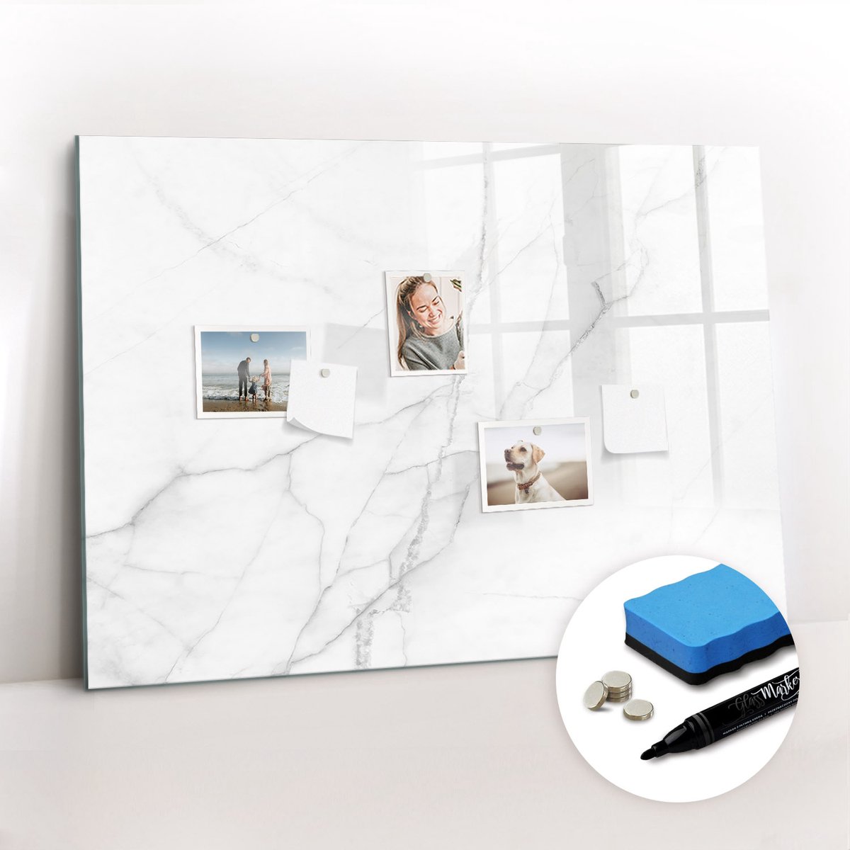 Tulup Whitebord - Decoratief licht marmer - 100 x 70 cm - Wit Magnetisch Bord - Gratis 5 Sterke Magneten + Whiteboard Marker & Wisser - Moderne Wanddecoratie - Magnetisch Memobord - Planning Muur