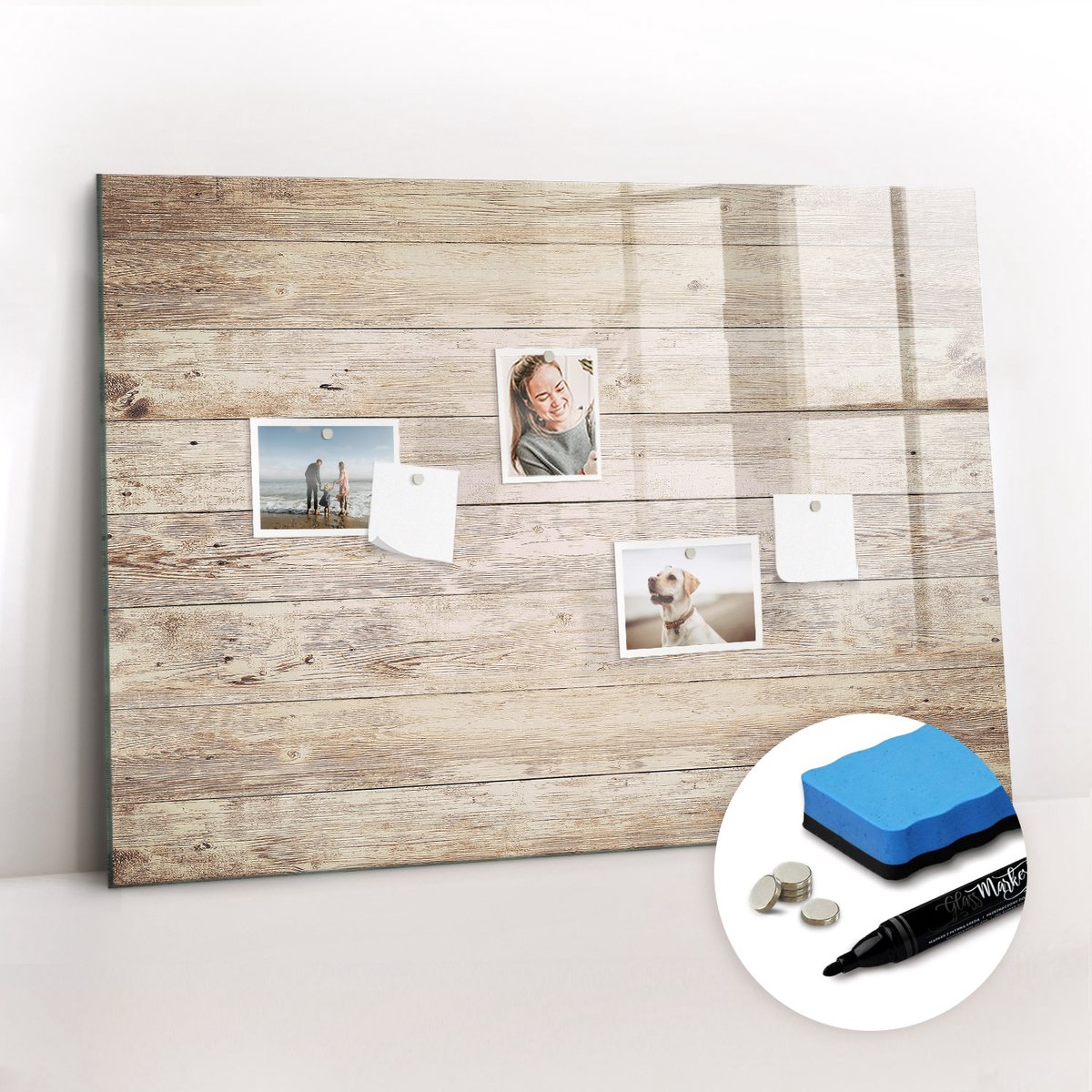 Tulup Whitebord - Houten vloerpanelen - 100 x 70 cm - Bruin Magneetbord Muur - Gratis 5 Sterke Magneten + Whiteboard Marker & Wisser - Scandinavisch Design Bord - Memobord Magnetisch - Notitiebord Werkplek