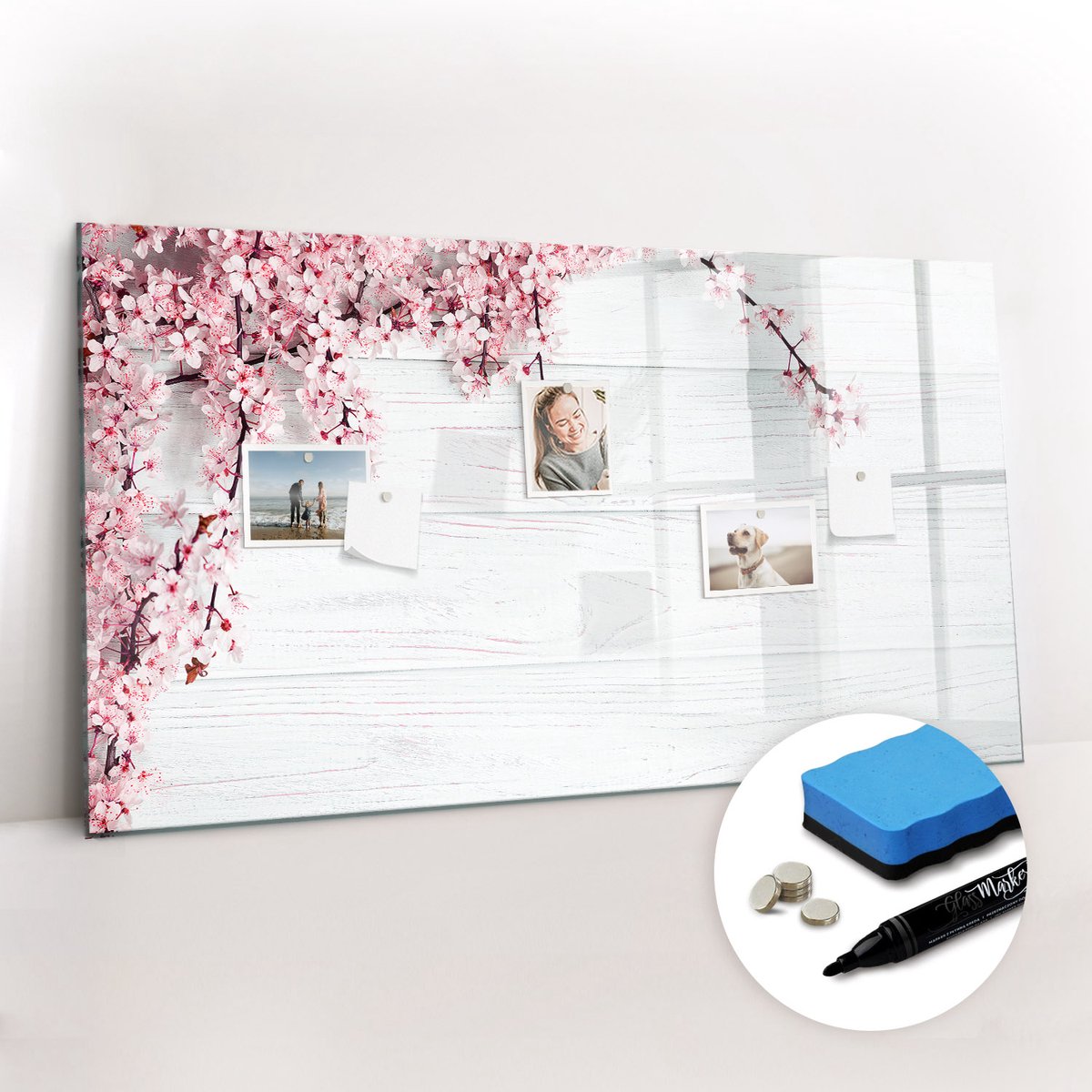 Tulup Whitebord - Lentebloemen - 120 x 60 cm - Veelkleurig Magneetbord Foto - Gratis 5 Sterke Magneten + Whiteboard Marker & Wisser - Moderne Wanddecoratie - Foto Magneetbord - Planning Muur