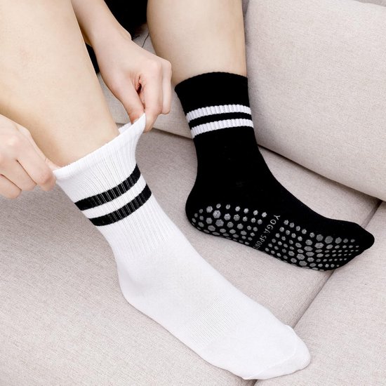 Sokken voor dames, antislip, pilatessokken, yogasokken, sportsokken met rubberen stippen, voor yoga, pilates, ballet, fitness — afbeelding 2