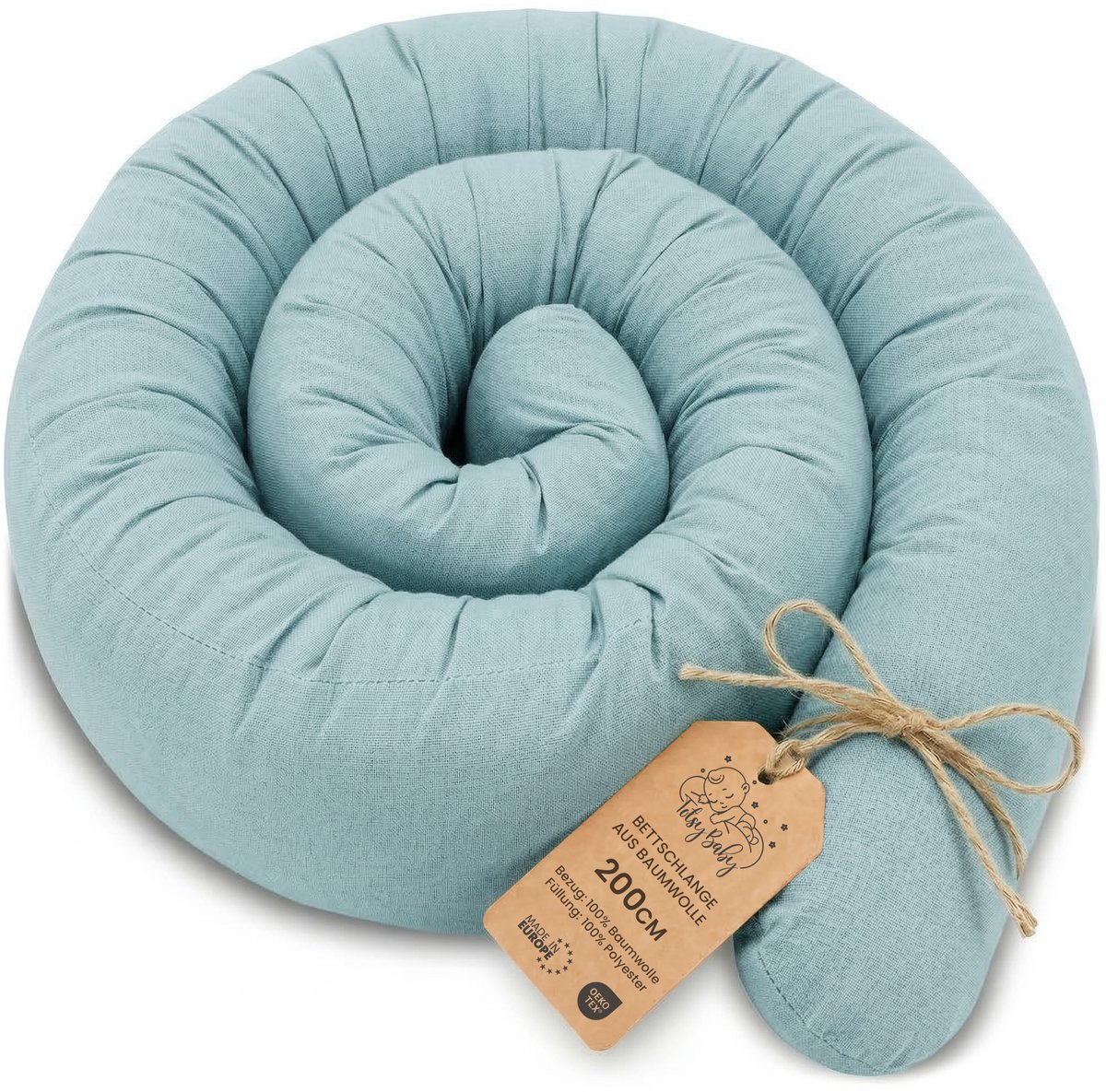 Zijslaper kussen Lichaamskussen 200 cm Katoen - Lang kussen bed rol slaapkussen nek rol Decoratie voor kinderkamer Oeko-Tex Salie