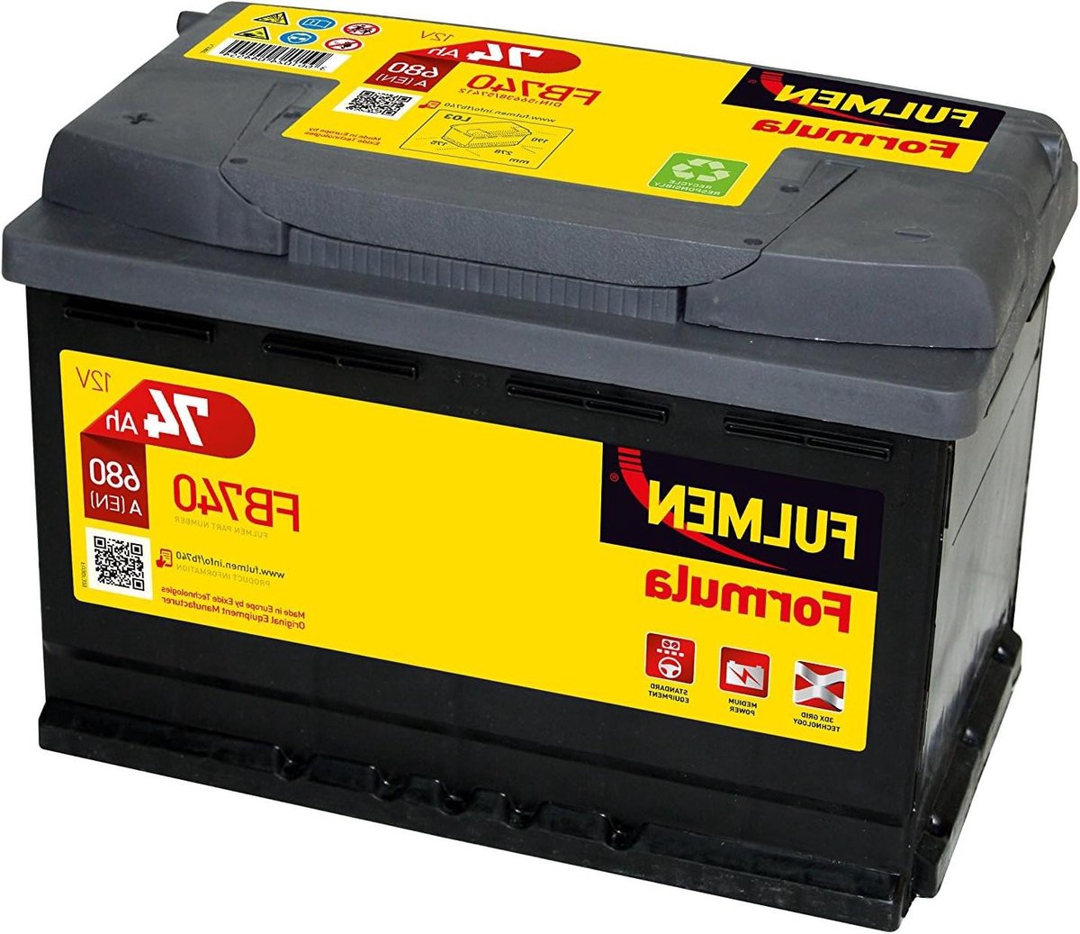Autobatterij - Startaccu - Auto Starten - Hoge Koude Startstroom - 74 Ah - Zwart