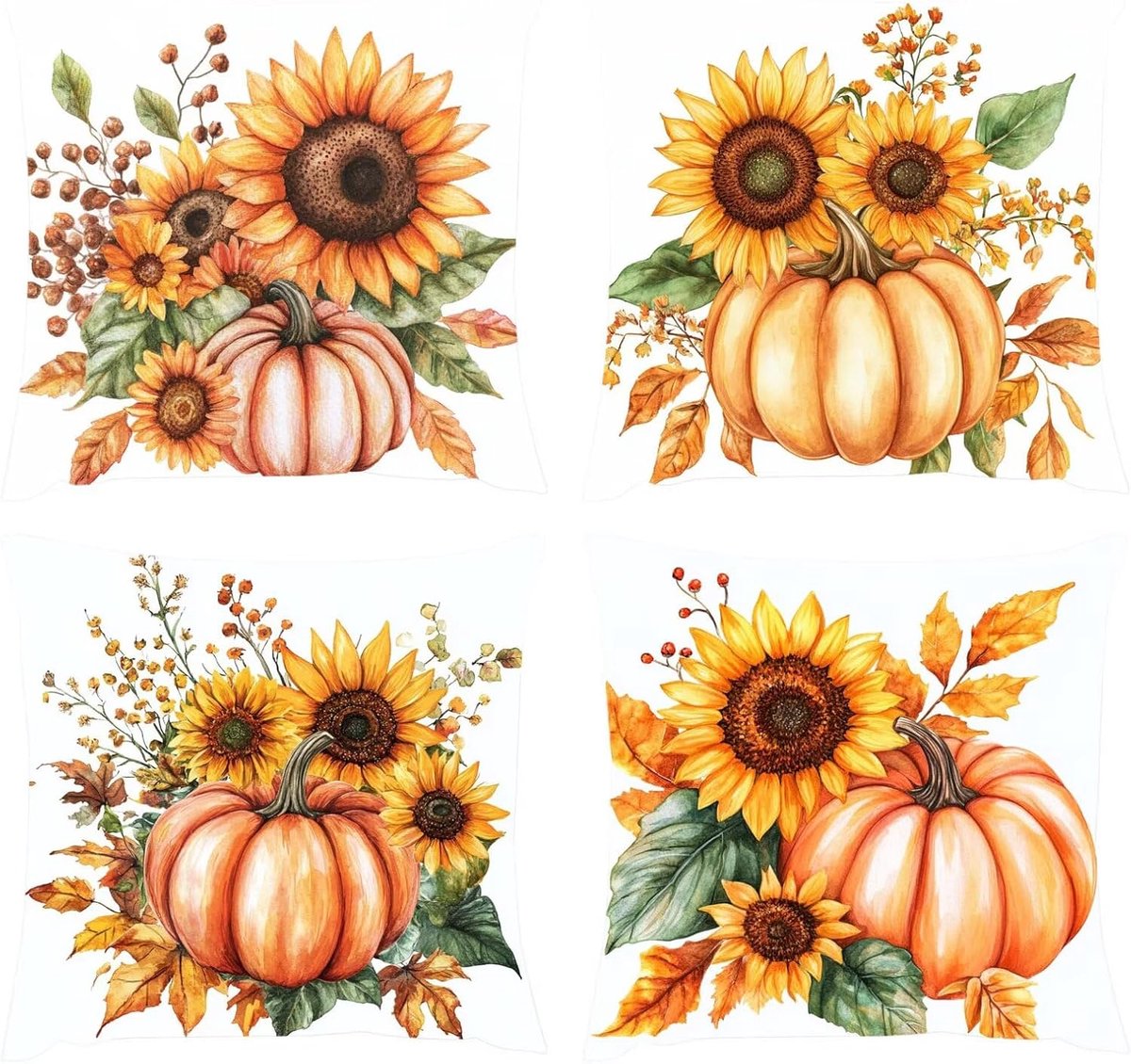Kussensloop 50 x 50 cm, herfst, outdoor, kussen, weerbestendig, pompoen, bankkussen, decoratief kussen, vierkant, kussensloop, fluweel, tuinkussen, voor bank, bed, slaapkamer, woonkamer, decoratie, S1
