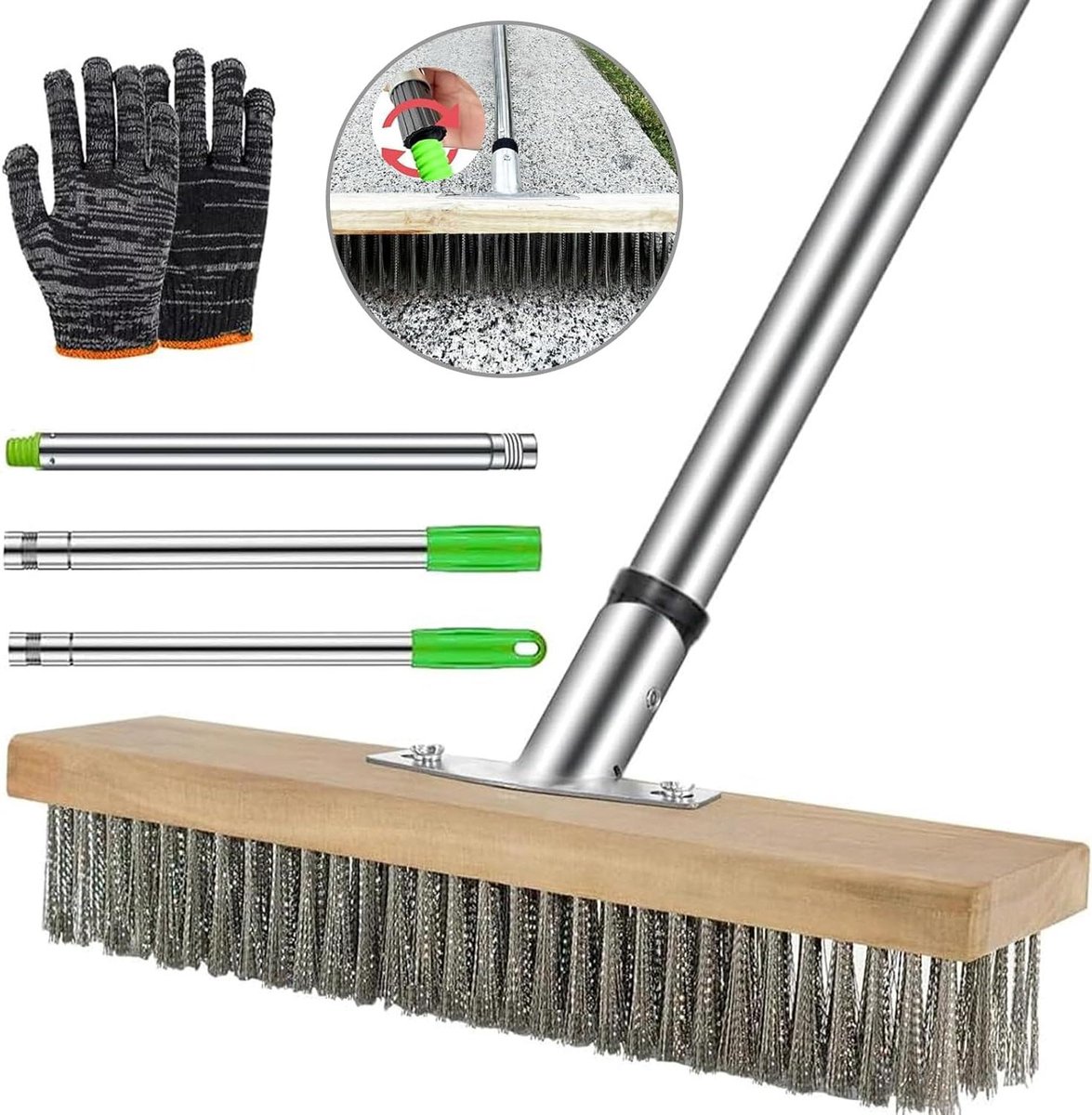 Metaal Tuinbezem - Staaldraad Bezem - Onkruid Verwijderen - Sterke Metalen Borstels - 30 cm - Grijs
