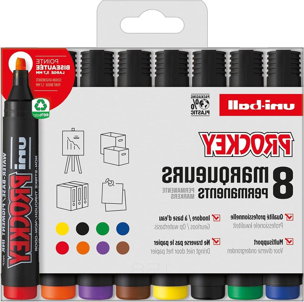 Permanente Markers - Waterbasis Stiften - Archiveren en Notities Maken - Geurloze Inkt - 57 mm - 8 Kleuren