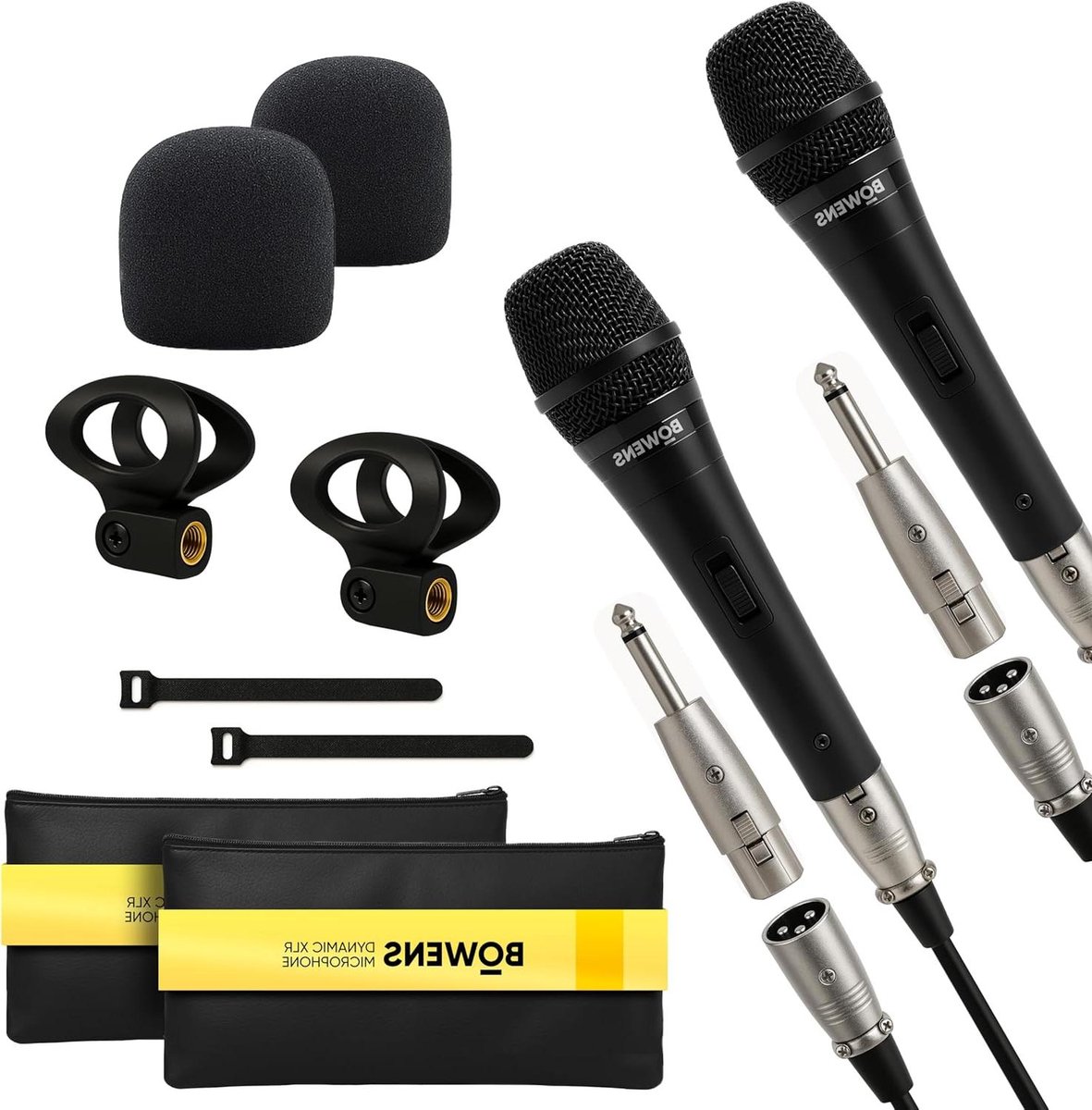 Dynamische Microfoon Set - XLR Microfoons Handheld Microfoons - Zang Opnemen - Cardioïde Pick-up Patroon - 2 stuks - Zwart