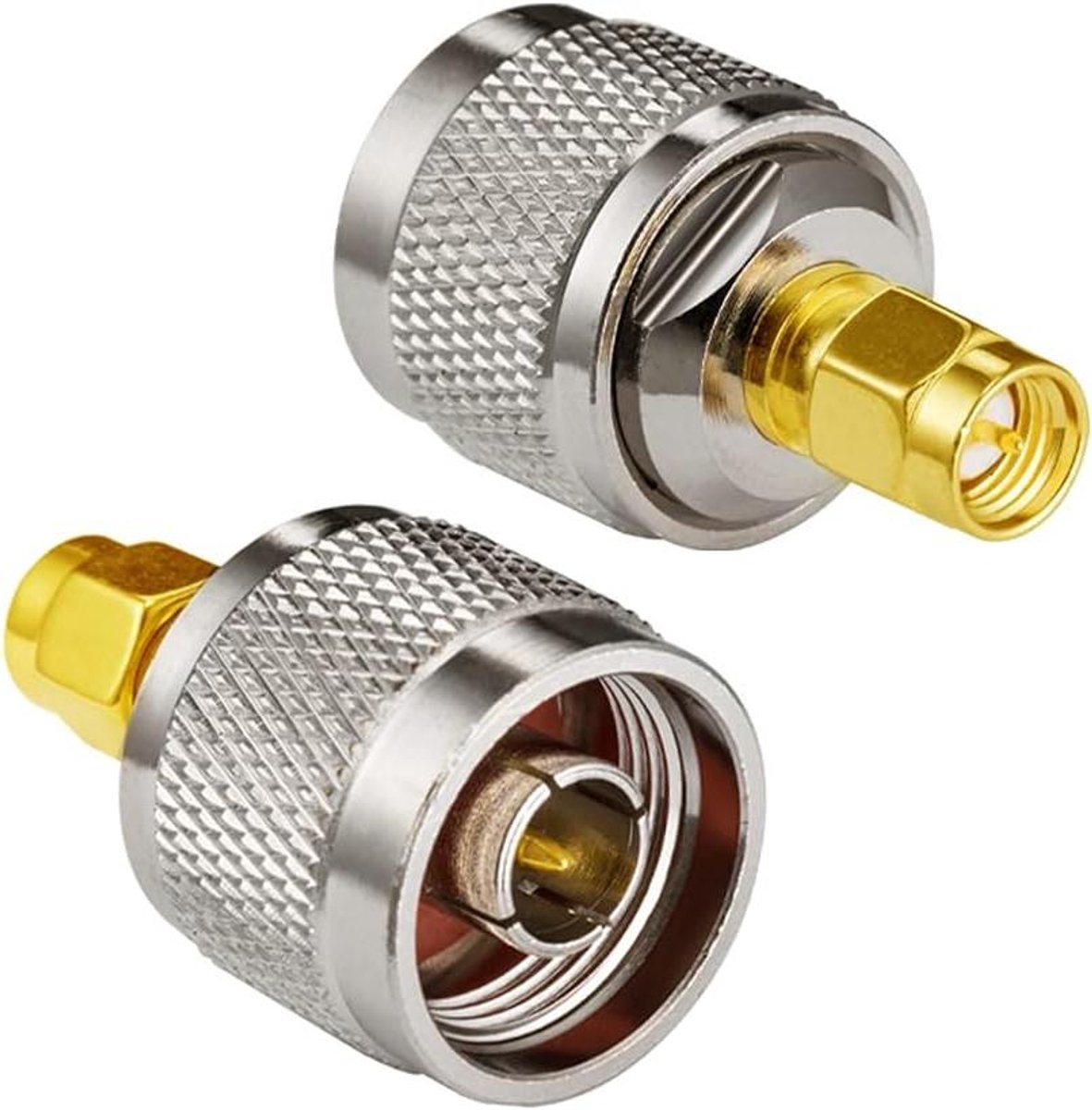 SMA naar N-Type Adapter - Wifi Antenne Kabel Adapter - Draadloze Verbindingen - Rechte Koppeling Koper - 2 stuks - Zilverkleurig