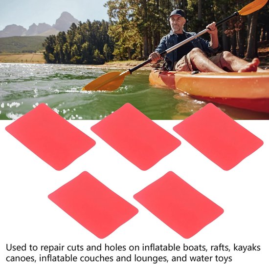 Boot Reparatie Patch - Waterdichte Stickers - Watersport Onderhoud - Sterk PVC Materiaal - 5 Stuks - Rood — afbeelding 3