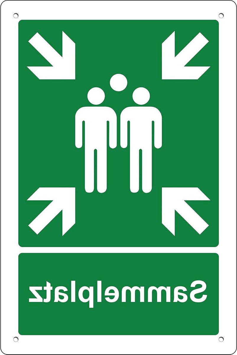 Verzamelplaats Schild - Brandwerend Bord - Veiligheid Aangeven - 3mm Dik Aluminium - 20x30 cm - Wit
