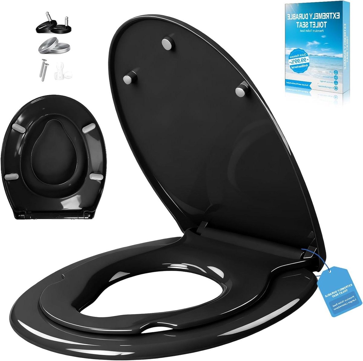 Toiletbril - Toiletdeksel - Badkamer Vernieuwen - Stil Sluitend - 44 x 38 cm - Zwart