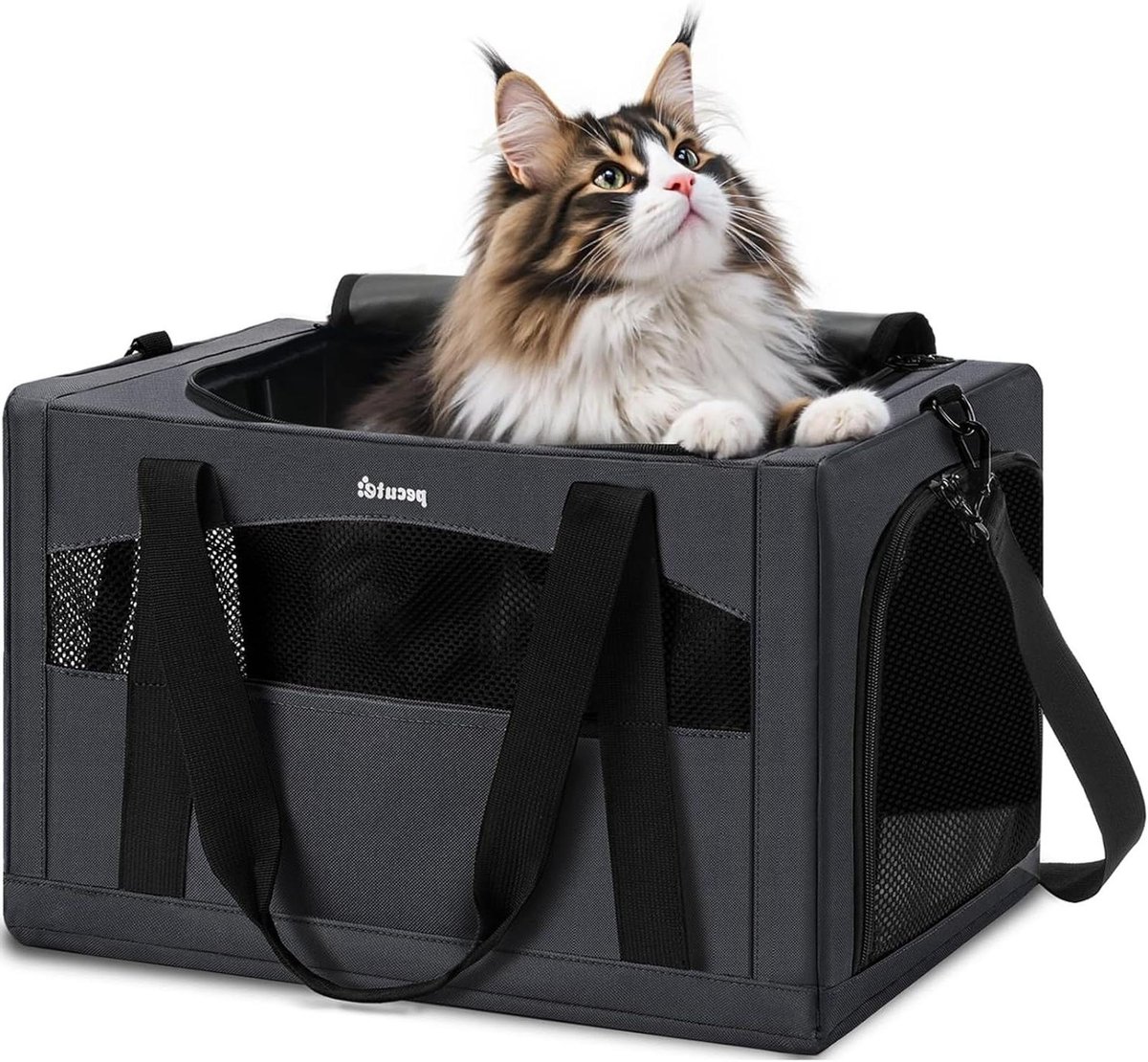 Dierenvervoer Tas - Draagbare Reistas - Veilig Vervoer - Stabiel Frame - 43x28x28 cm - Donkergrijs