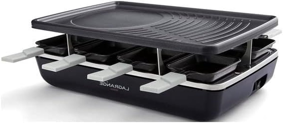 Multifunctionele Raclette - Elektrisch Grill - Gezellige Maaltijden - 3 Functies - 8 Personen - Zwart