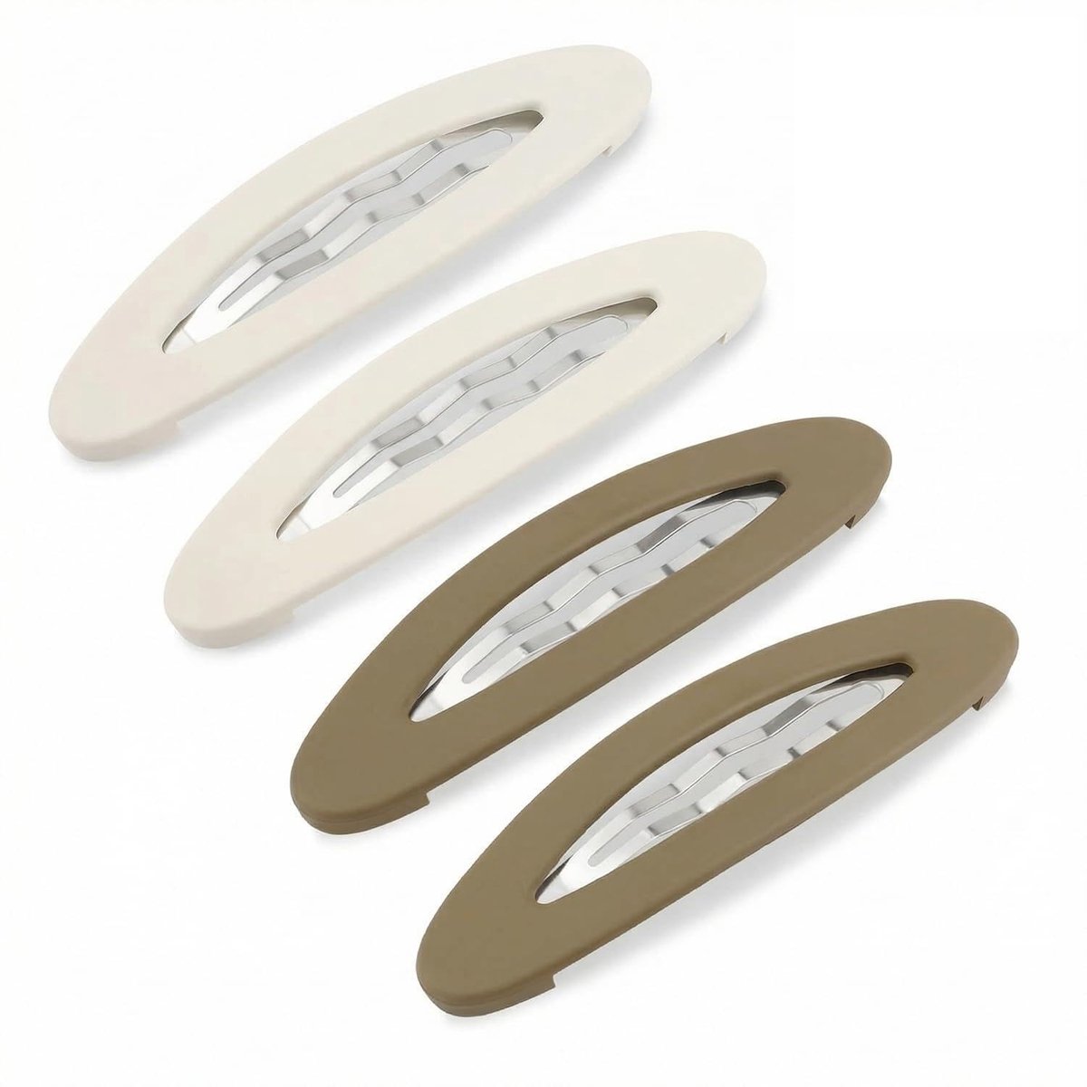 4 stuks ovale matte haarclips, grote haarclip met antislip grip, fris en lief voor meisjes en vrouwen haardecoraties (beige, kaki)
