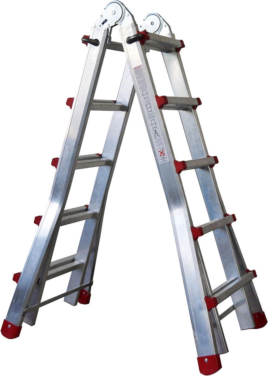 Telescopische Ladder - Multifunctionele Ladder - Veilig Klussen - Opvouwbaar Aluminium - 2 x 10 Treden - Aluminium