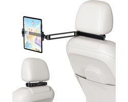 Tablethouder Auto - Hoofdsteun Houder - Entertainment Onderweg - Verstelbare Lange Arm - 6-13 inch - Zwart
