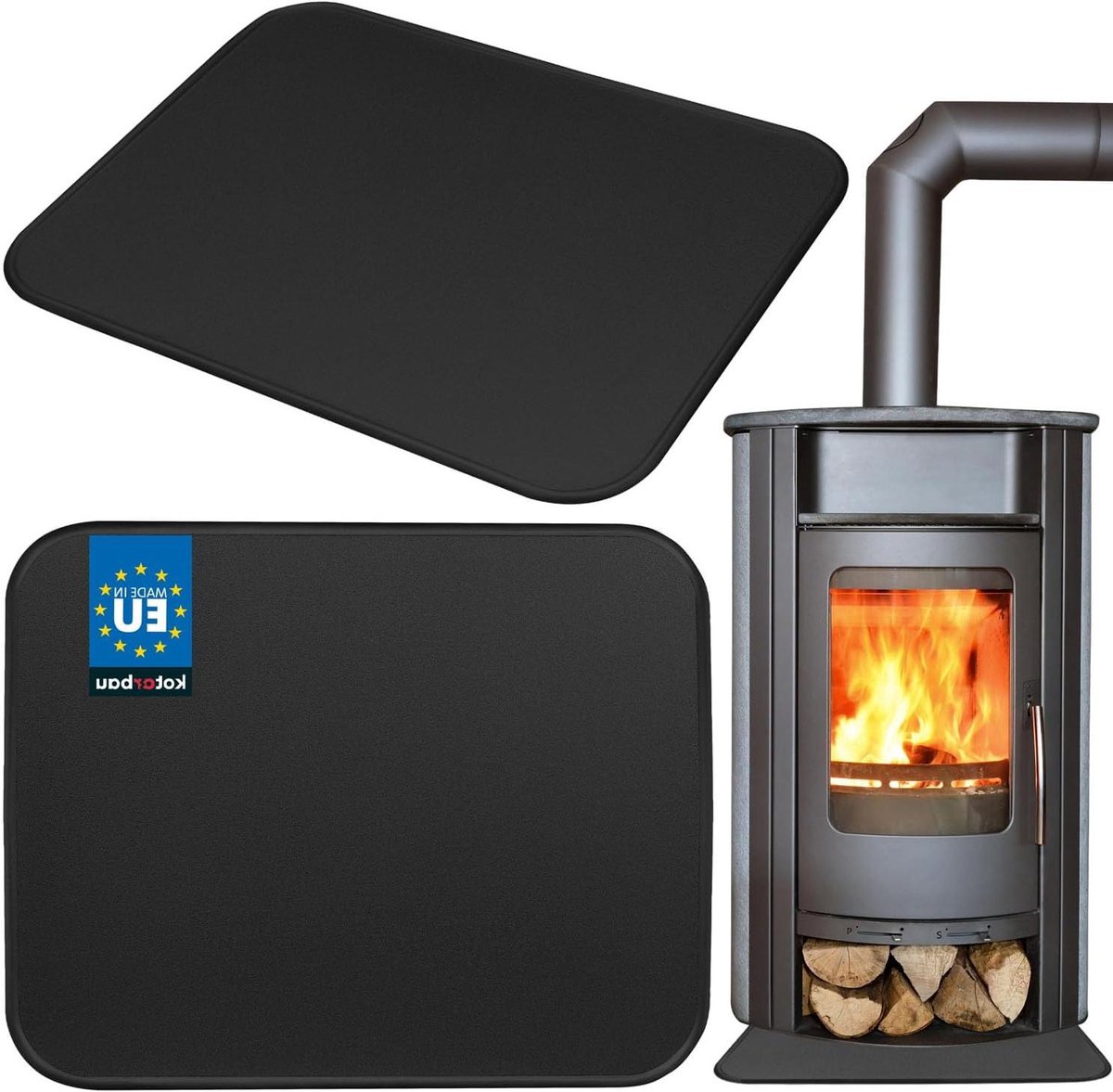 Haardplaat Bodemplaat - Vloerbescherming Open Haard - Haard Veiligheid - Poedergecoat Staal - 48 x 60 cm - Antiek Koper
