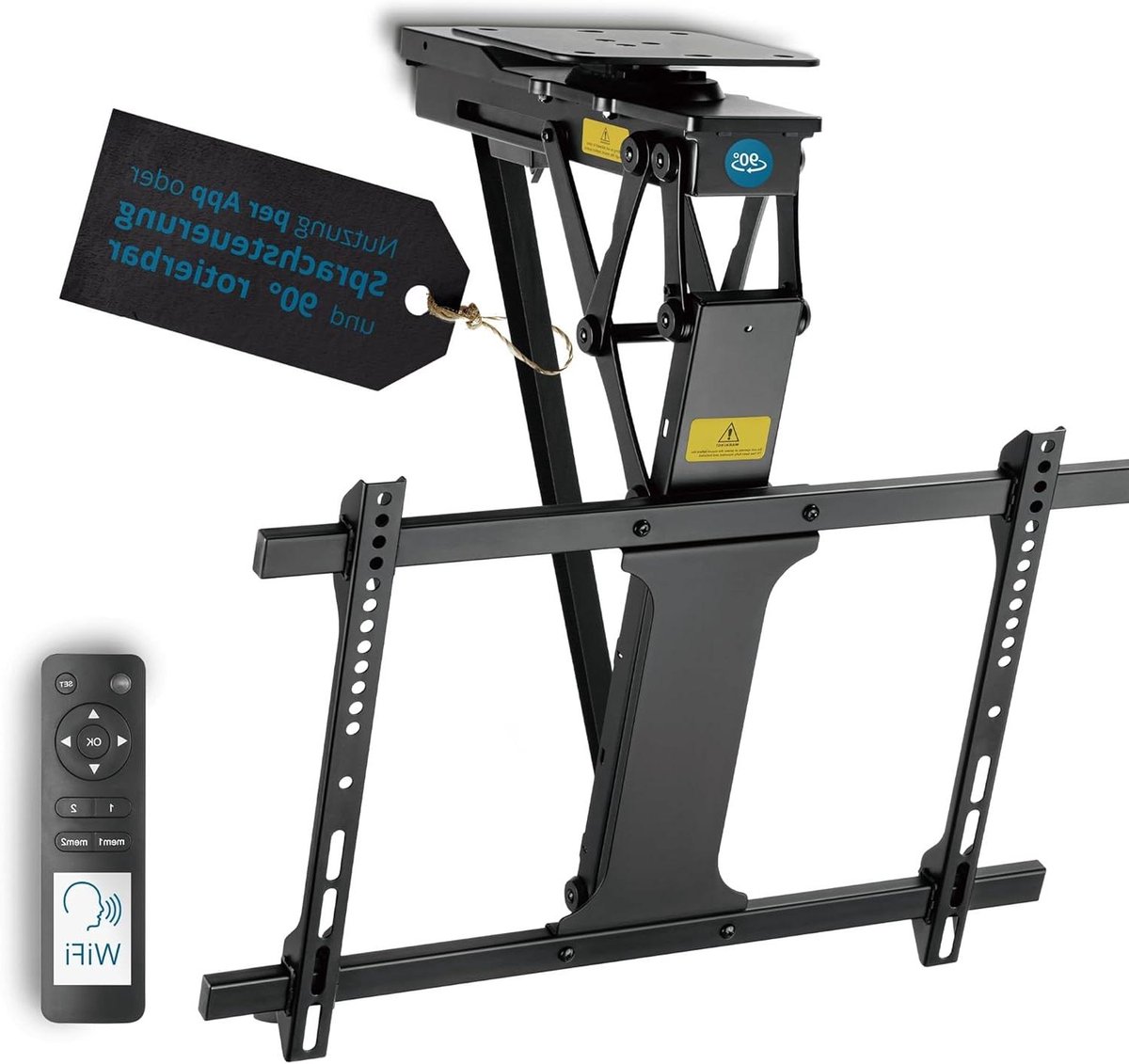 TV Plafondhouder - TV Beugel Monitorsteun - Ruimte Besparen - Elektrisch Inklapbaar - 32-75 inch - Zwart