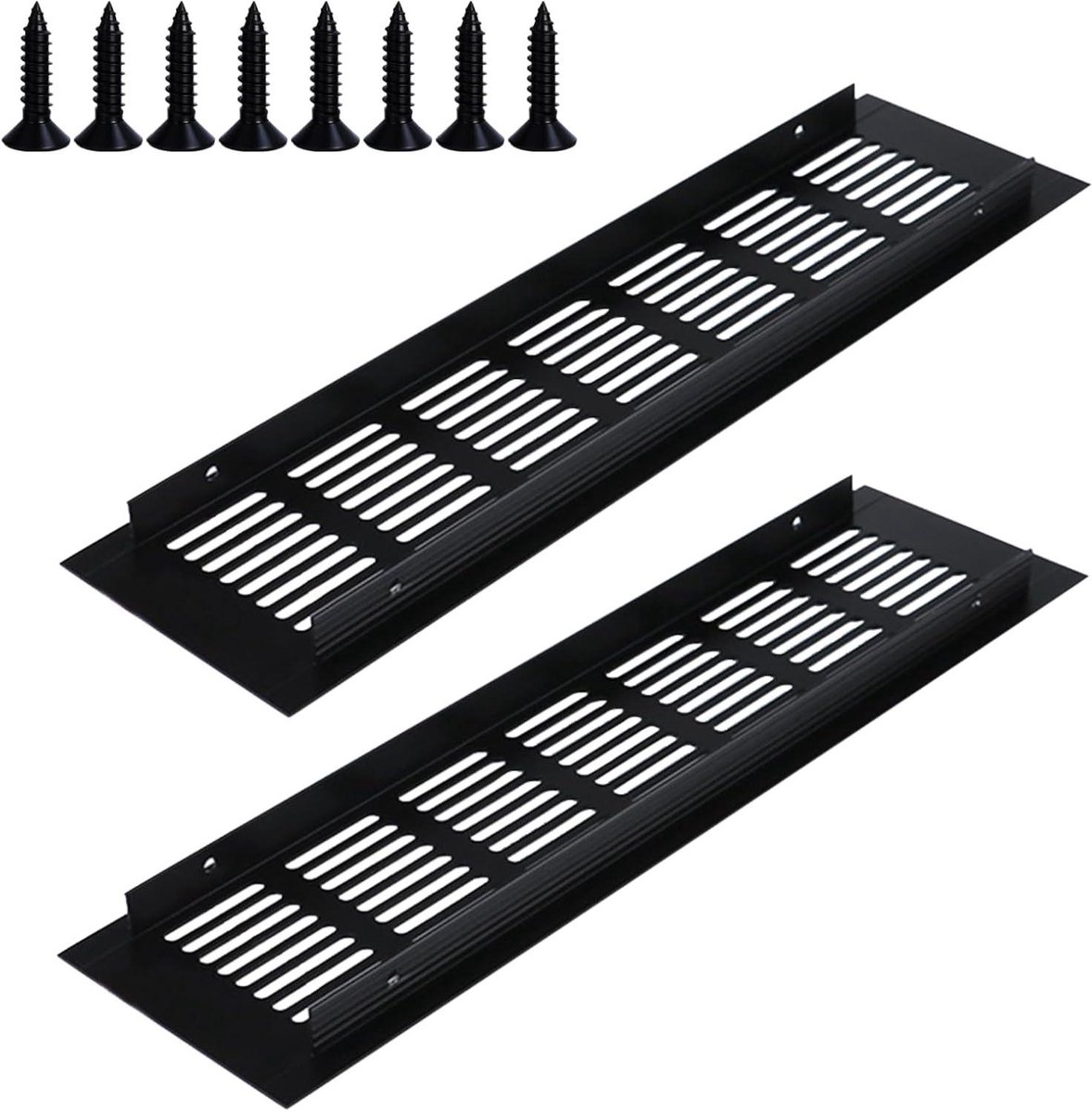 Ventilatierooster Afdekking - Louvered Vent - Interne Ventilatie - Aluminiumlegering - 80mm x 300mm - Zwart