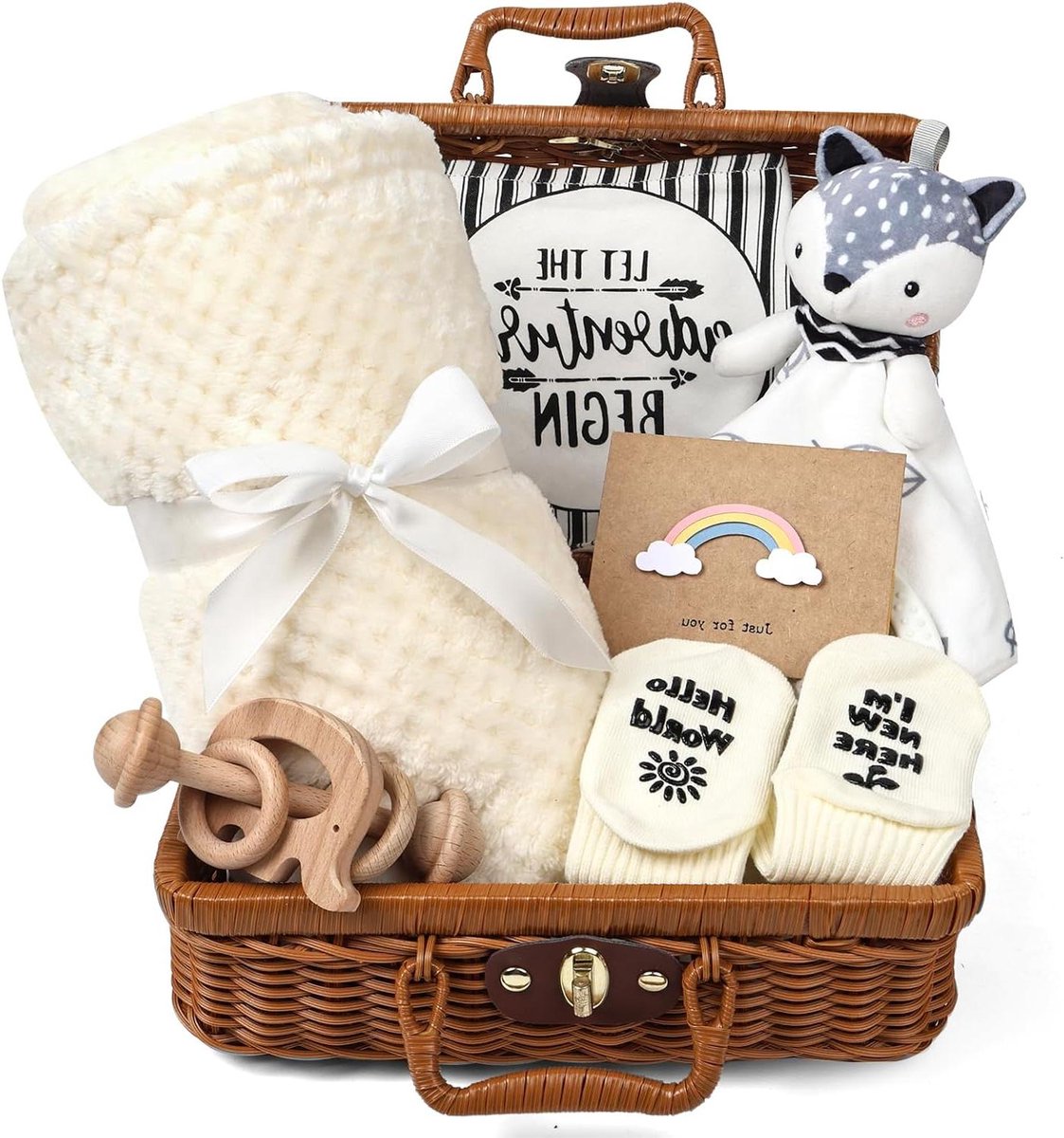 Baby Cadeauset - Geboortecadeau Meisjes - Baby Verwennen - 7-in-1 Set - 26.8 x 22.5 x 12.5 cm - Zwart